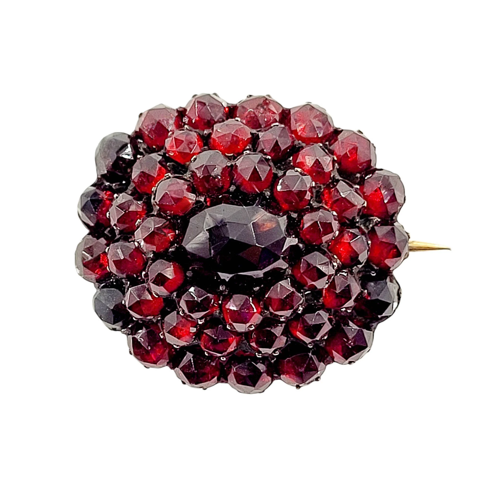Victorian Rose Cut Garnet Pin Gold-Filled