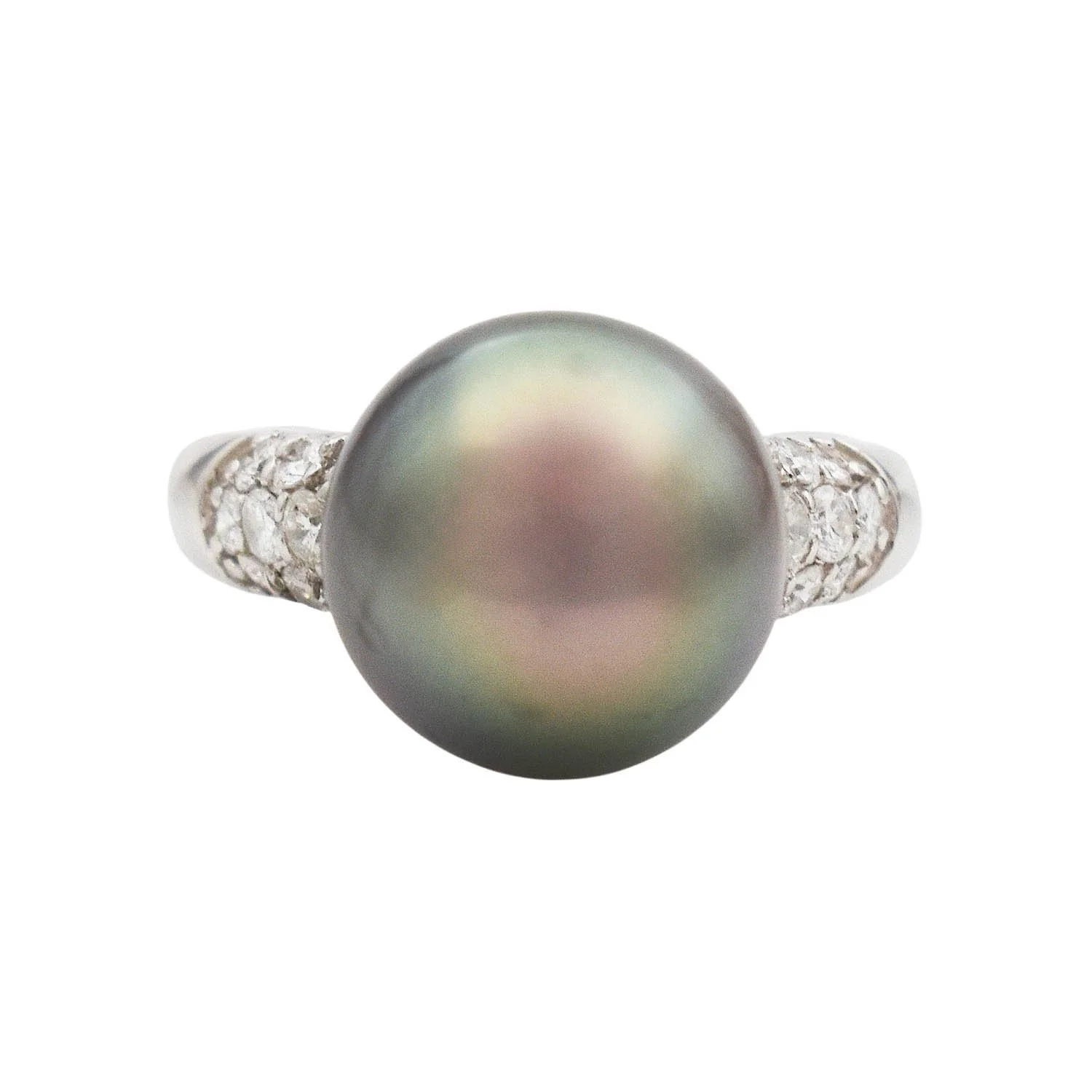 Tahitian Pearl and Diamond Platinum Ring