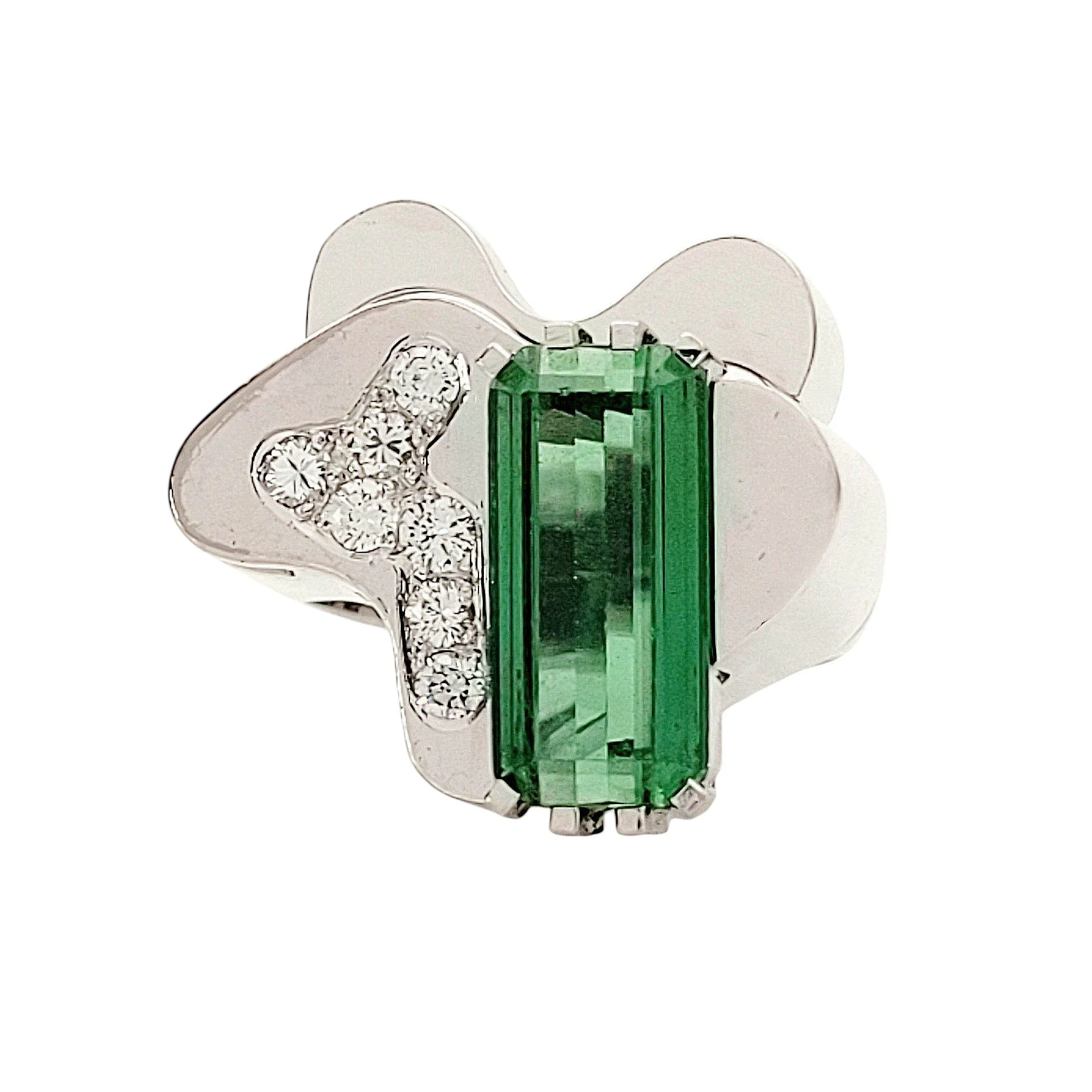 Lohmann Green Tourmaline Diamond Ring White Gold