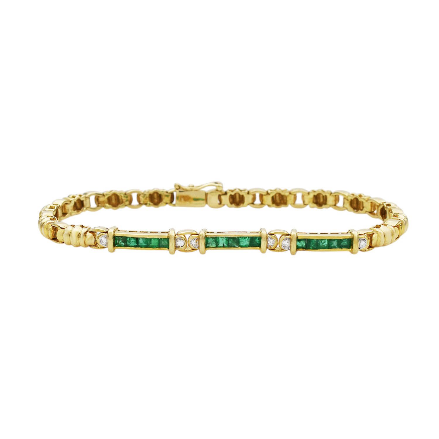 Vintage 18K Emerald Diamond Bracelet