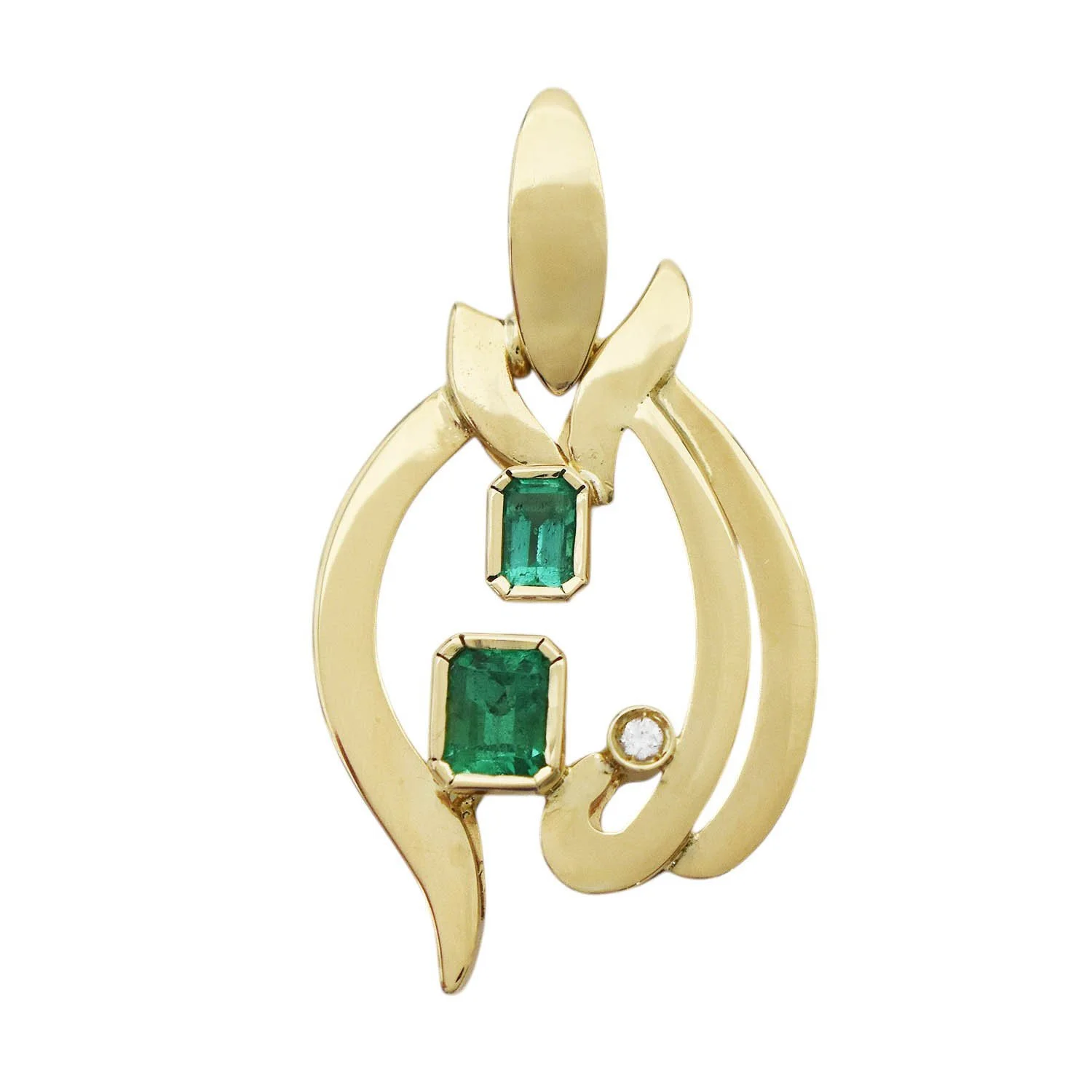 18K Emerald Diamond Pendant