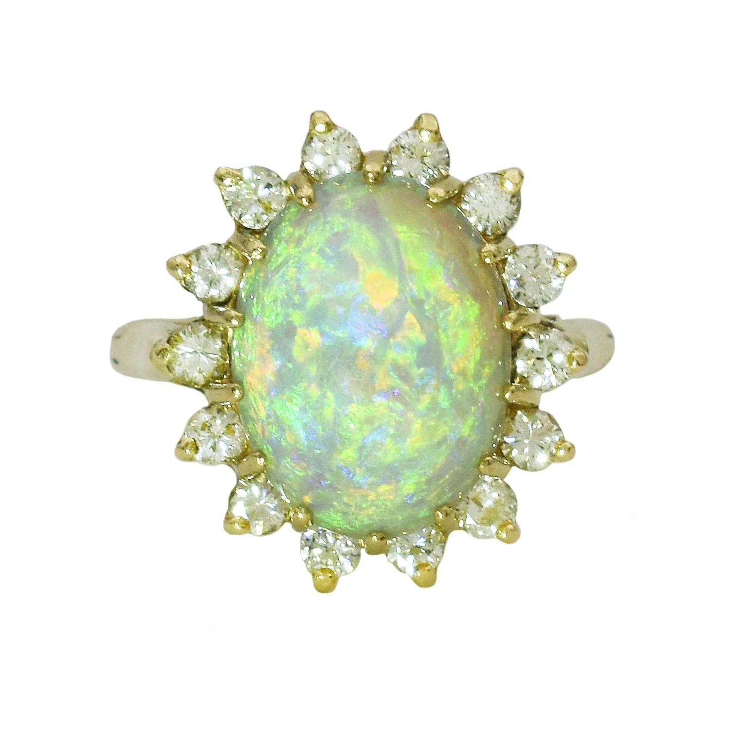 Australian Crystal Opal Diamond Ring