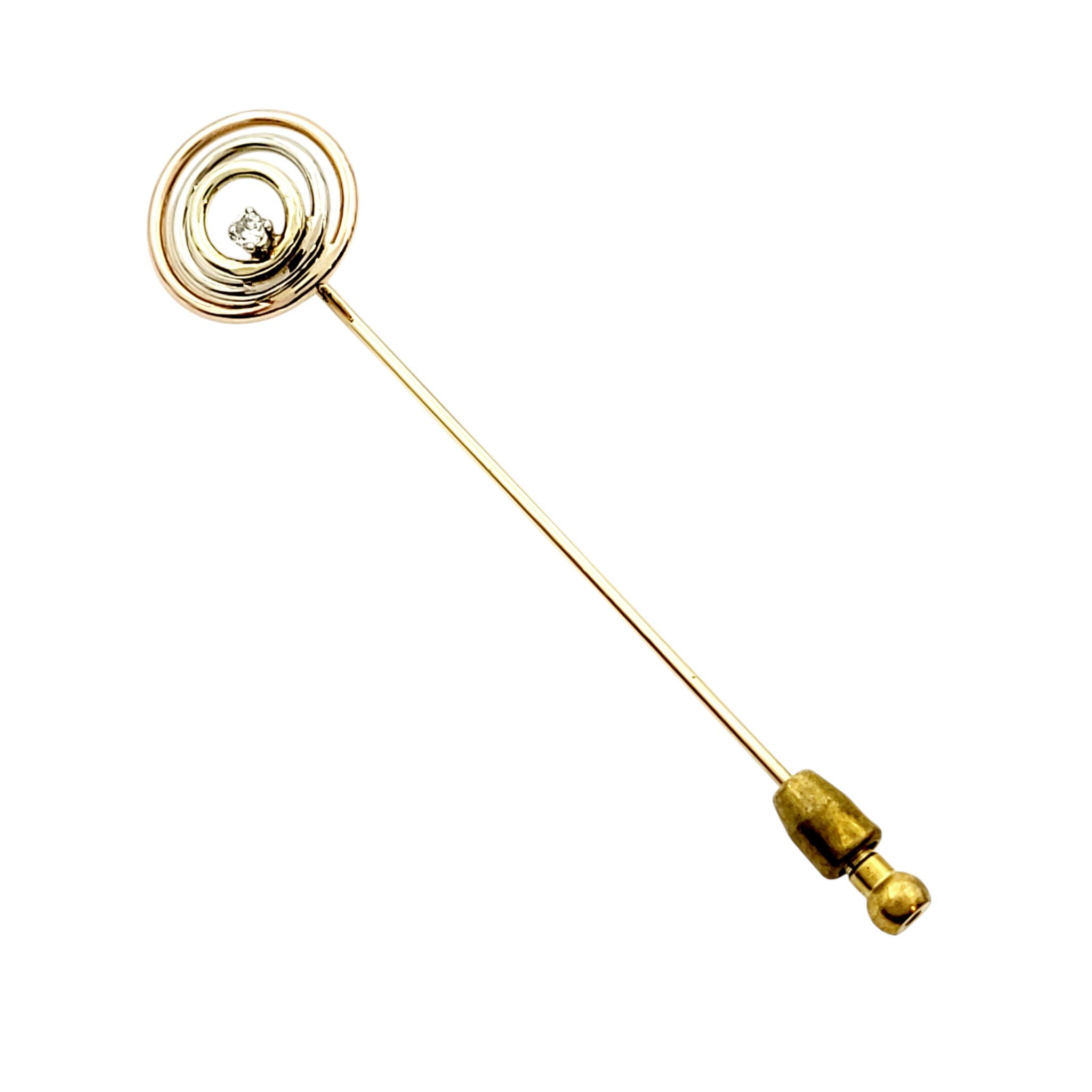 Three Circles Diamond Stick Pin Gold