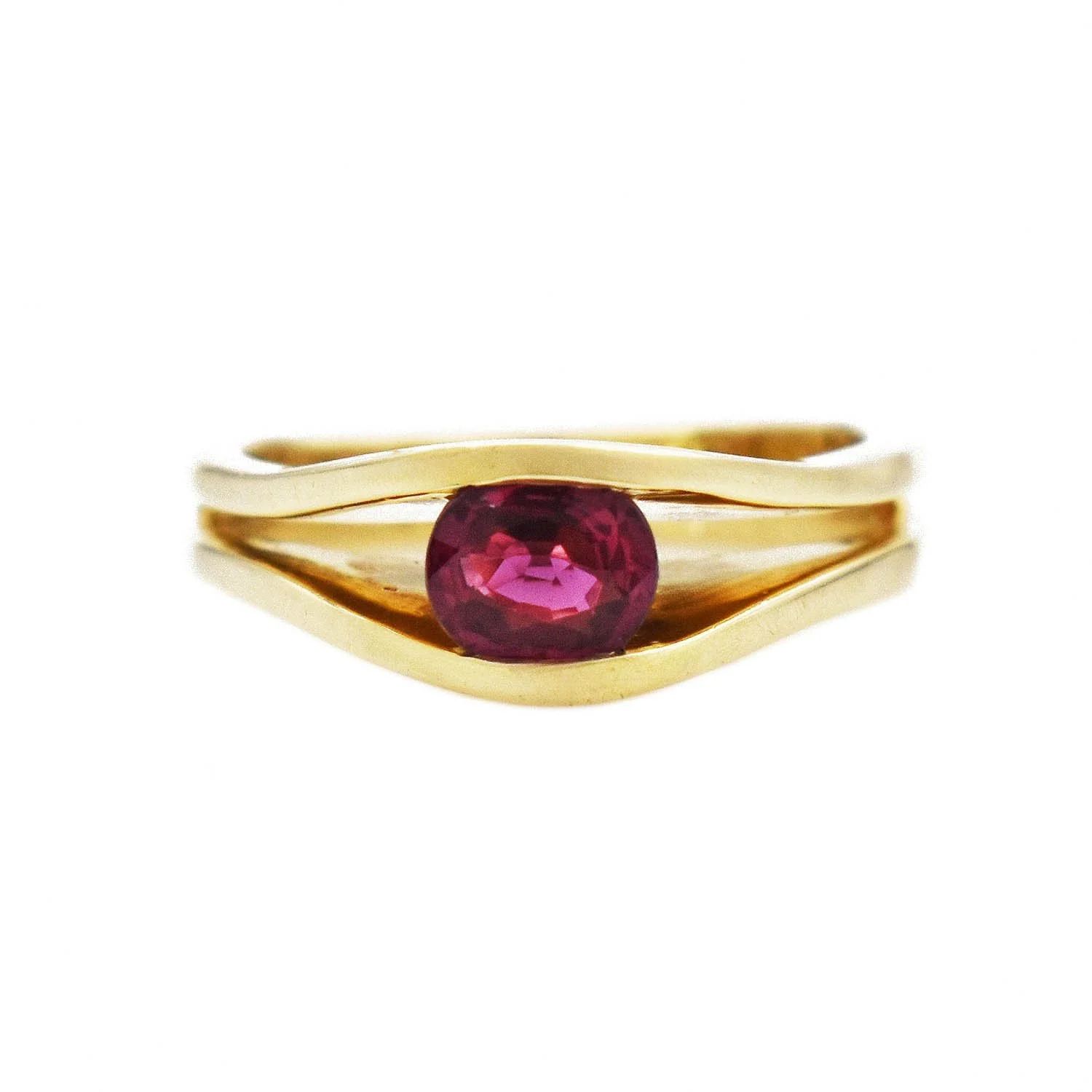 High Profile Ruby Ring Gold