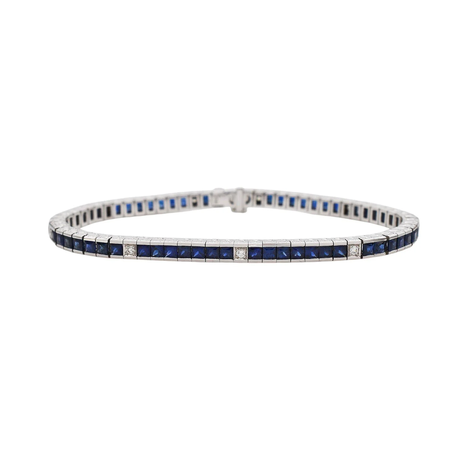 Princess Cut Sapphire Diamond Bracelet Gold