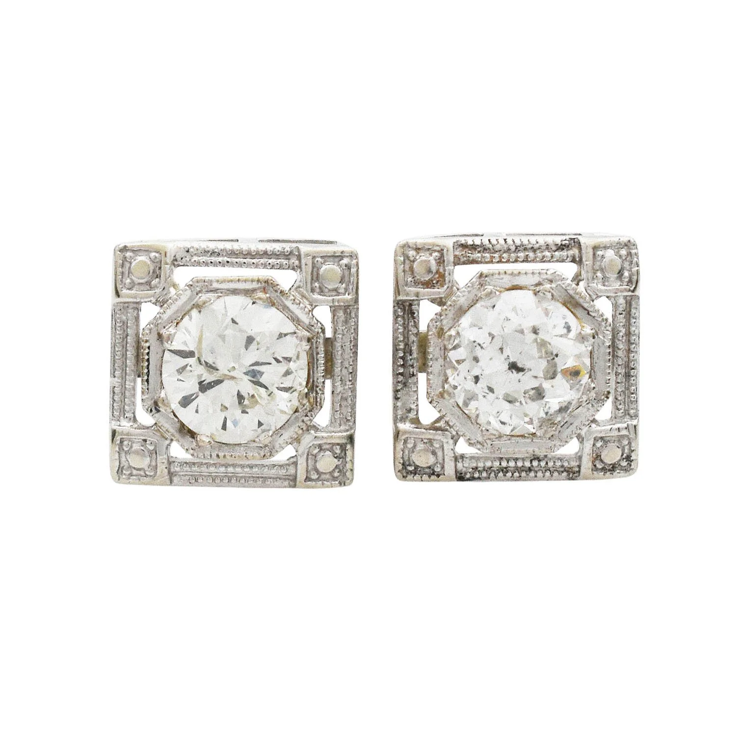 Art Deco Antique Diamond Stud Earrings