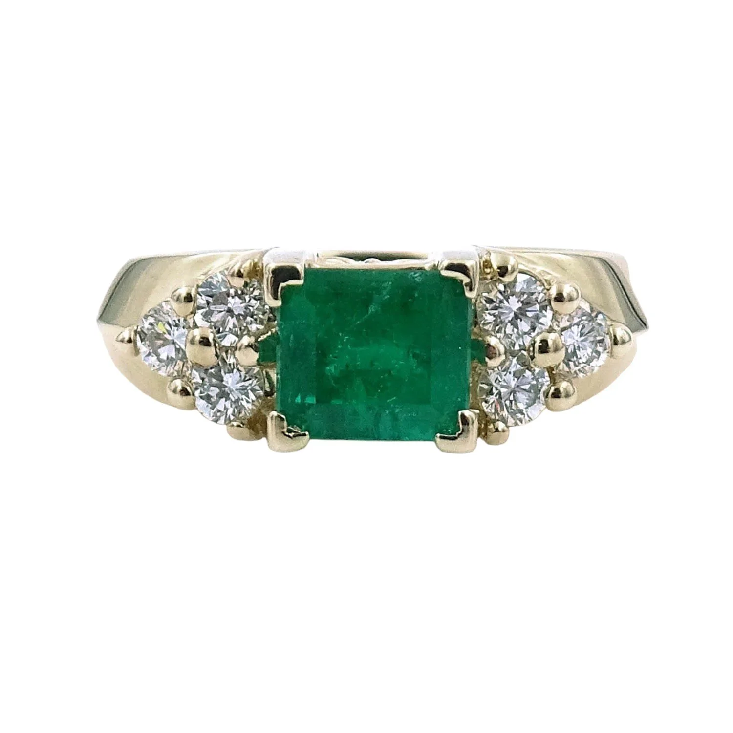 Vintage 1.2 Carat Emerald and Diamond Ring