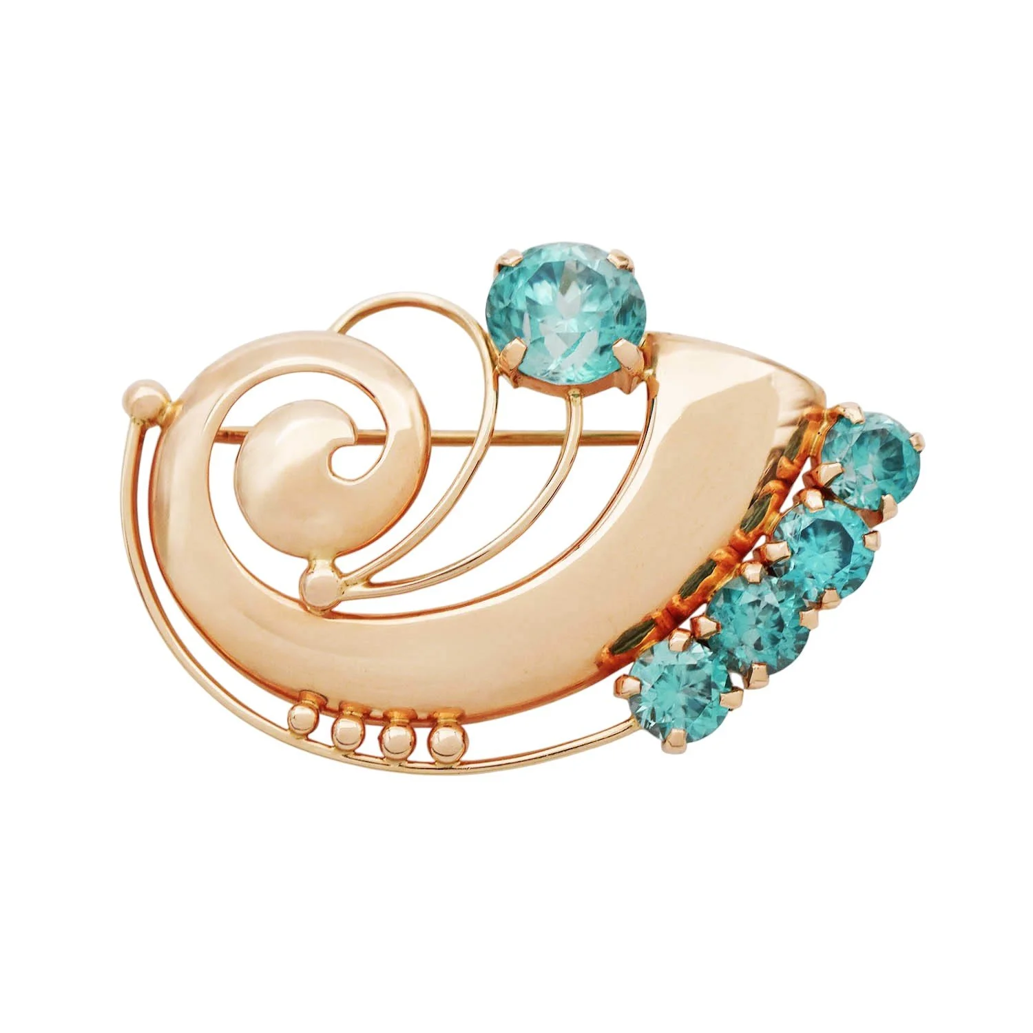 Retro Blue Zircon Brooch by Wordley, Allsopp & Bliss