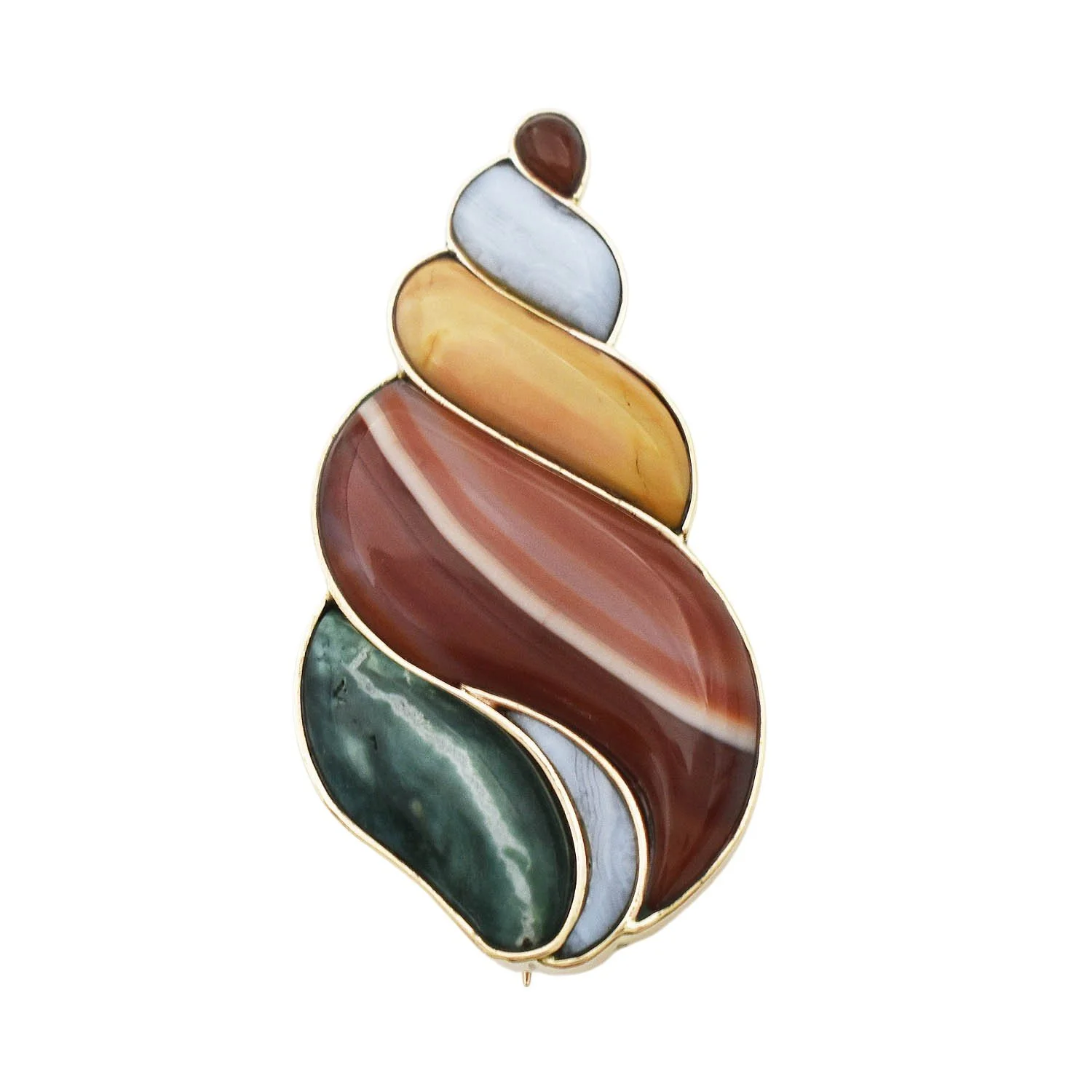 James Cleland Agate Seashell Brooch