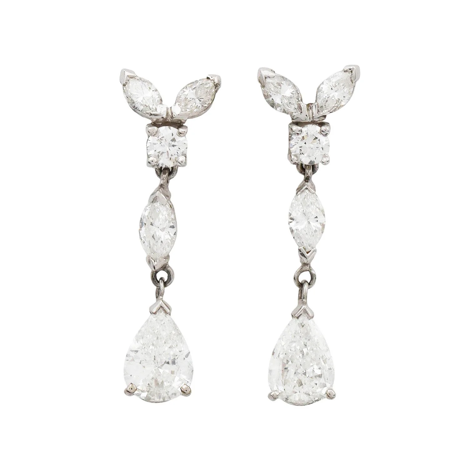 Vintage Diamond Dangle Earrings Platinum