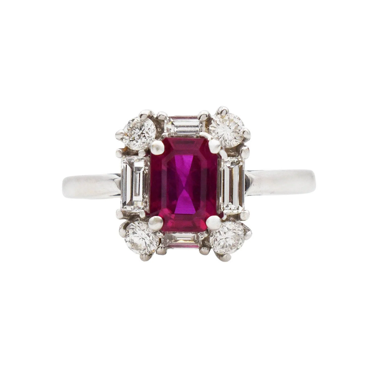 Ruby Diamond Ring White Gold with GIA Report