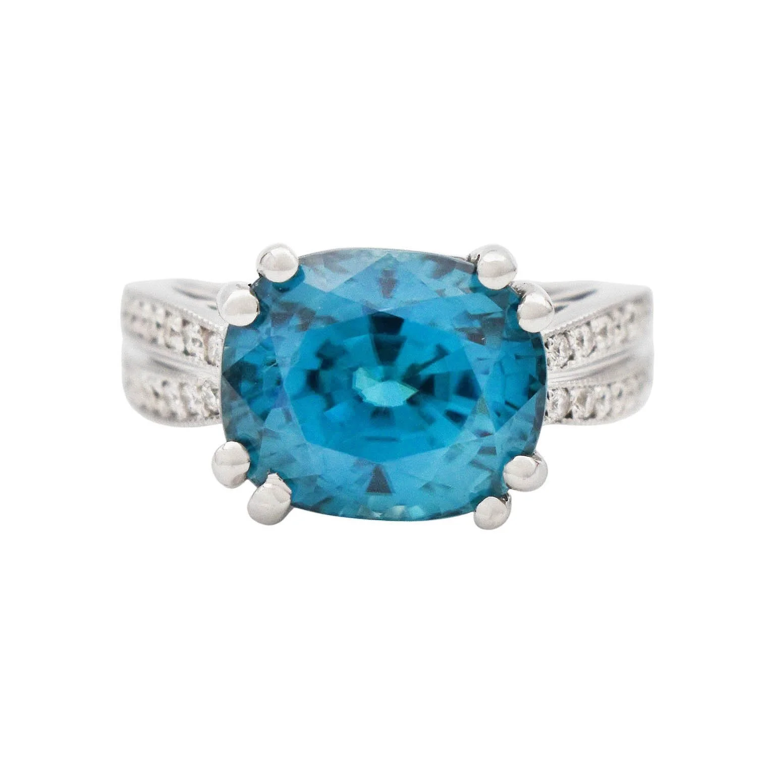 10.42 Carat Blue Zircon Diamond Ring Gold