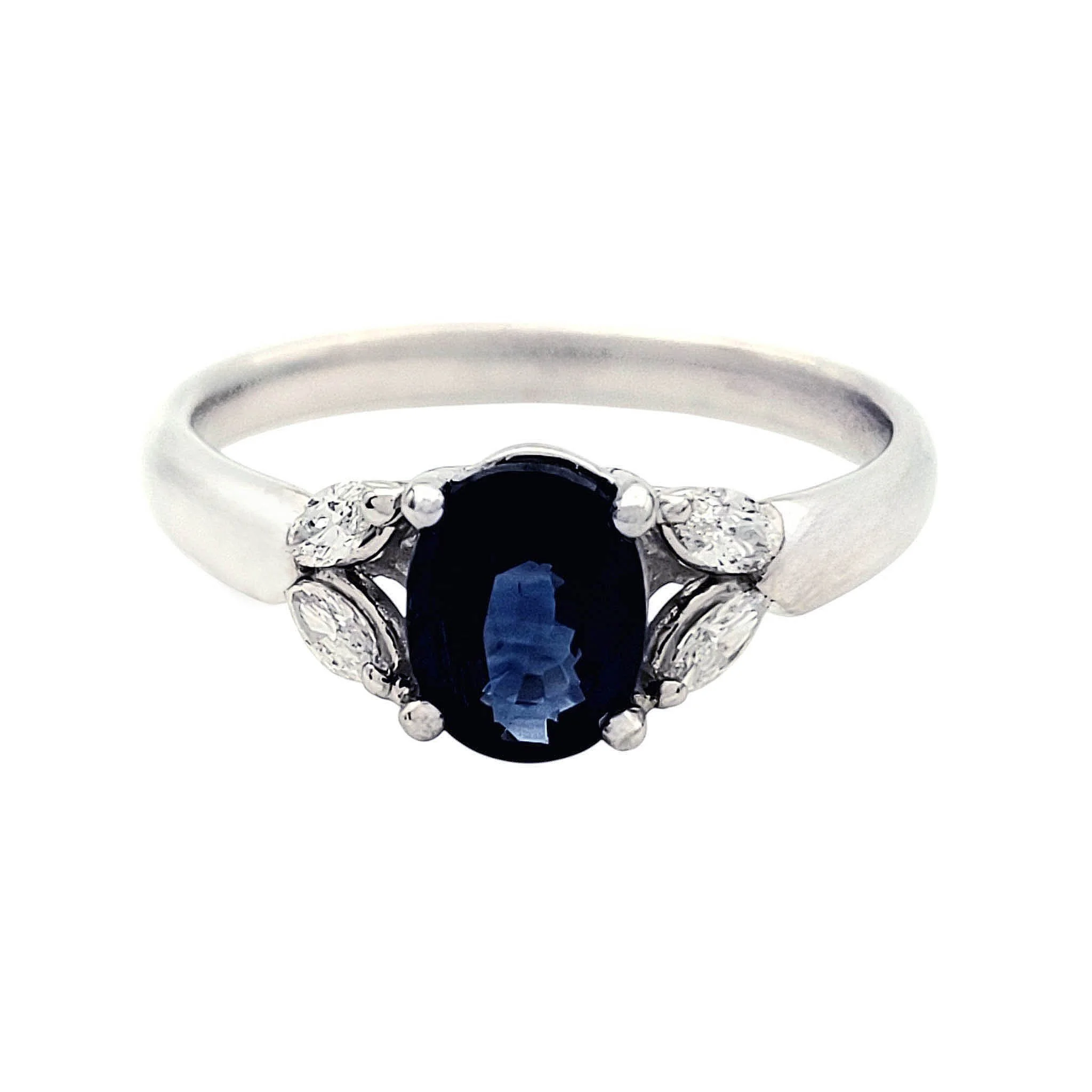 Blue Sapphire Diamond Ring with GIA Report