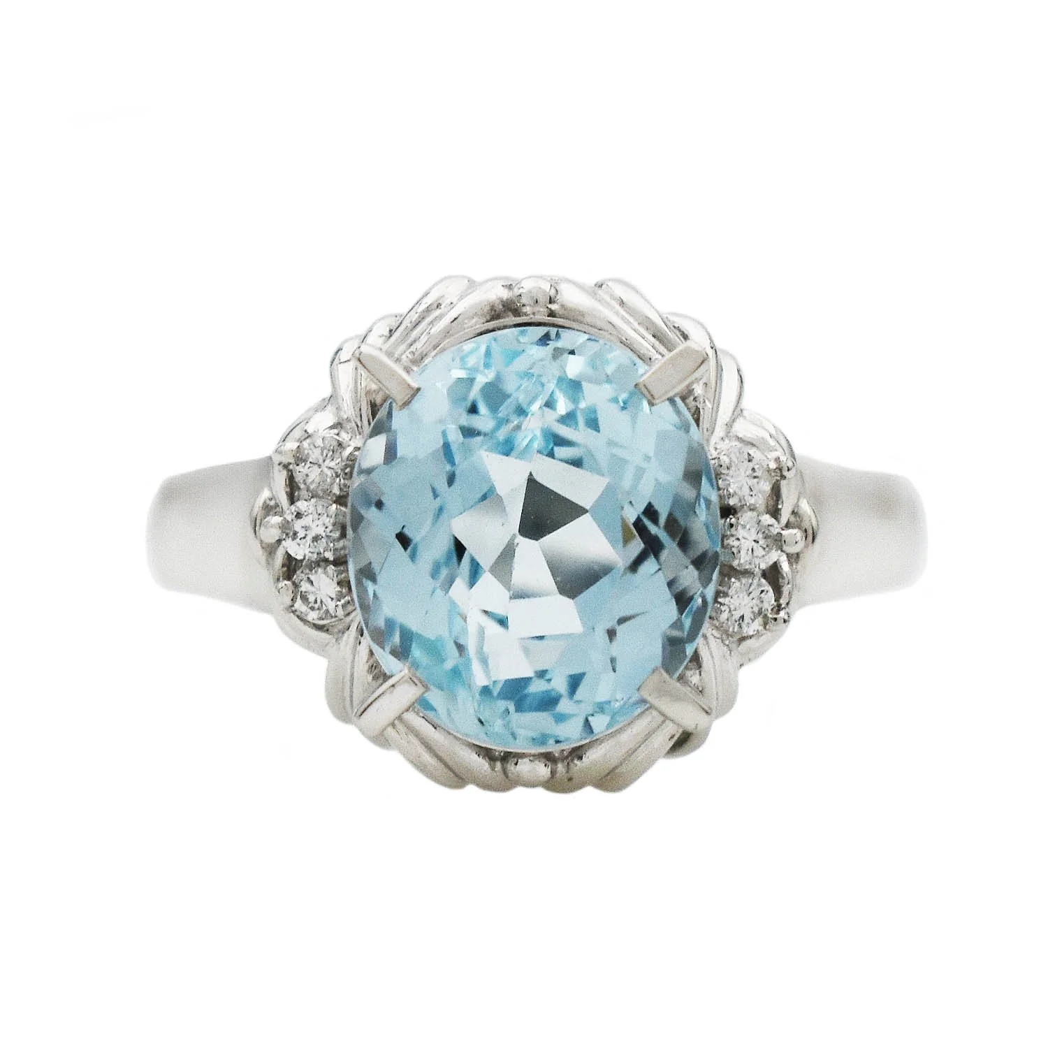 Platinum Aquamarine Diamond Ring