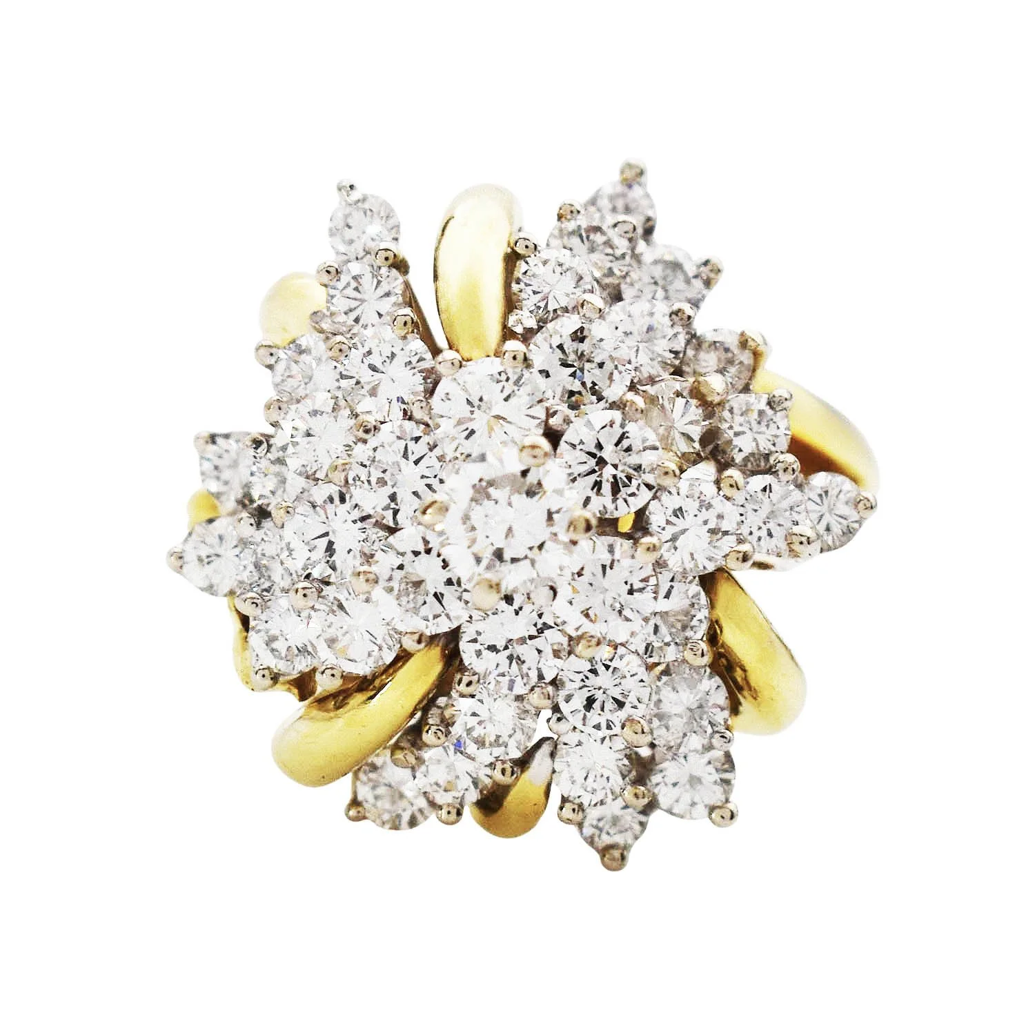Diamond Cluster Ring Yellow and White Gold