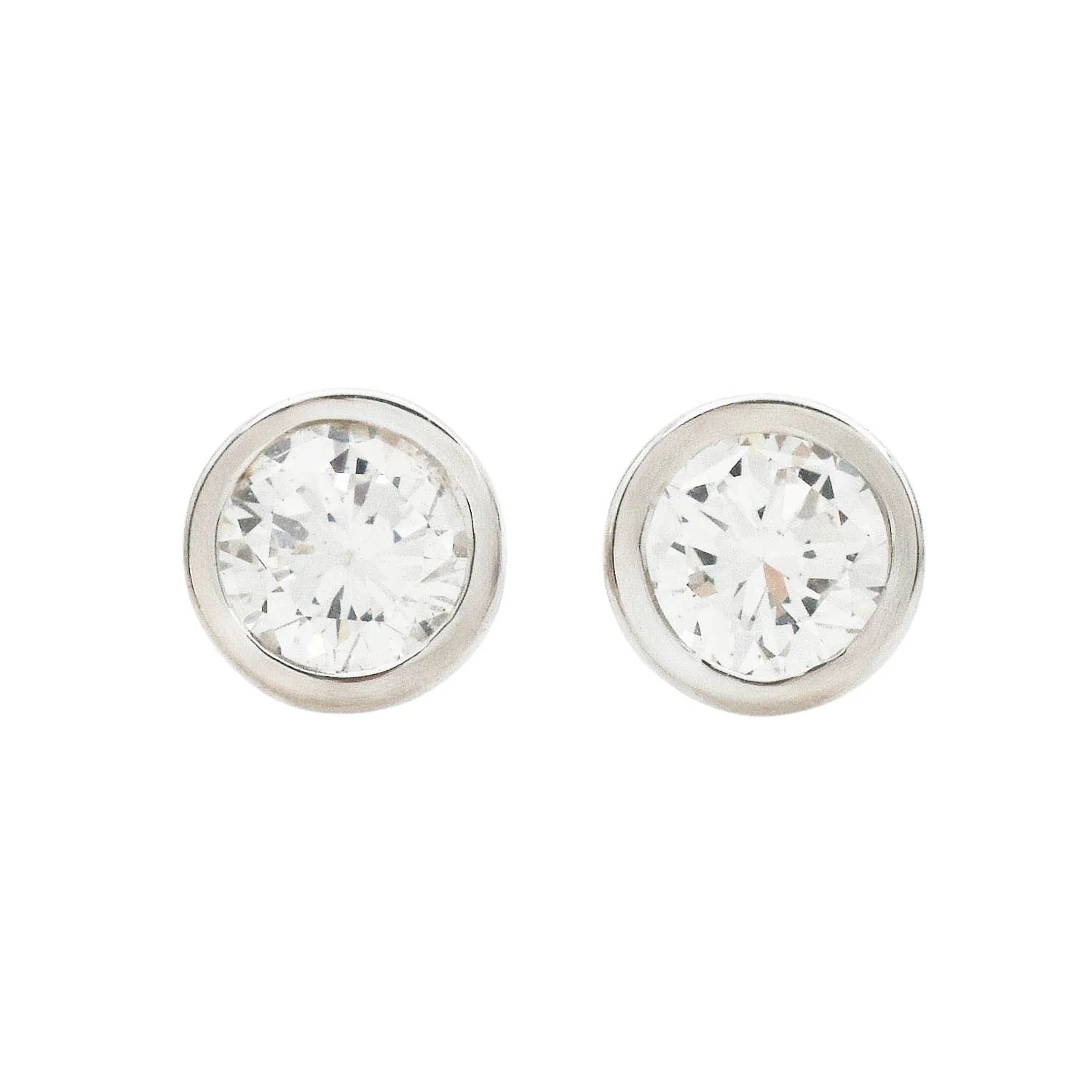 Bezel Set Diamond Stud Earrings 0.79CTTW