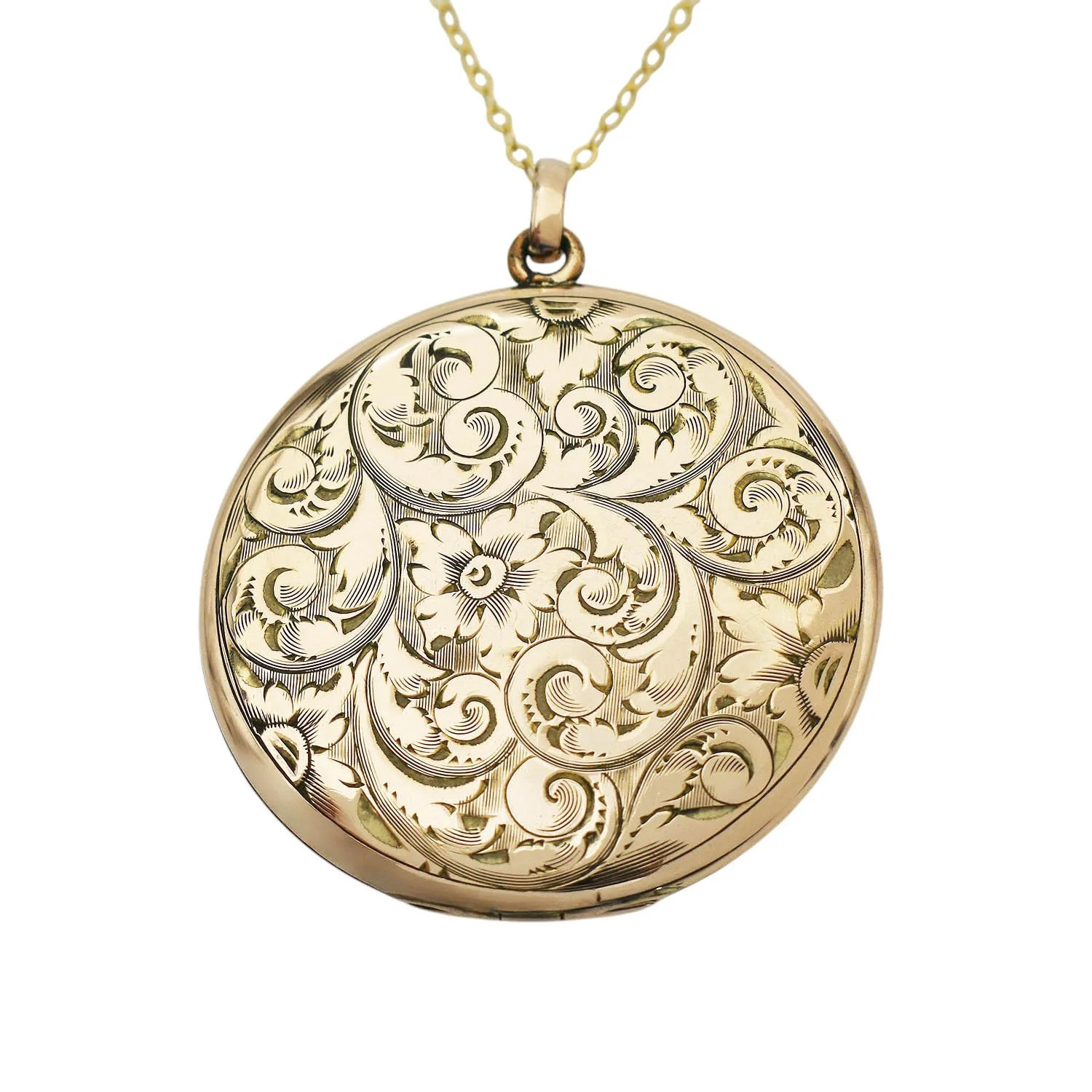 Antique Gold Fill Engraved Locket Pendant