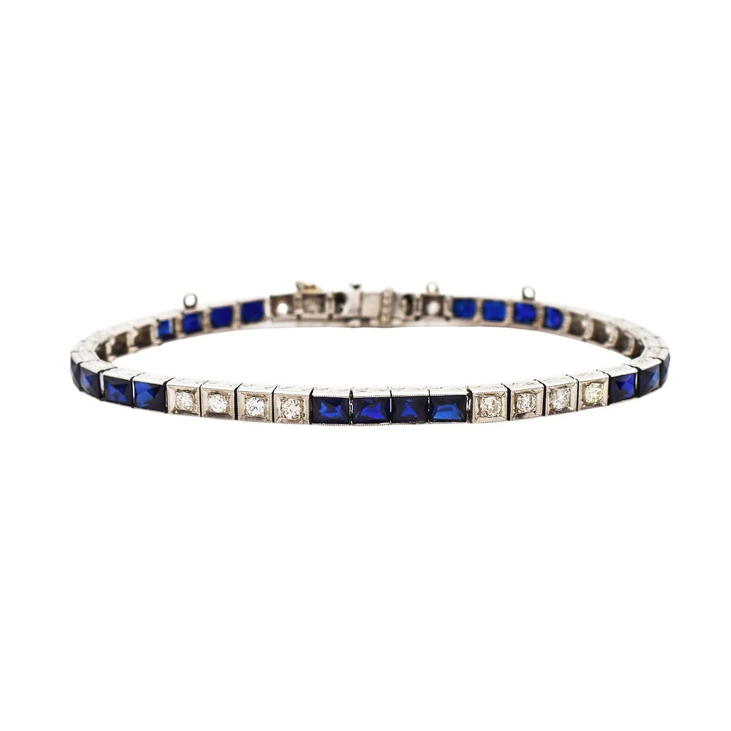 Art Deco Diamond and Sapphire* Line Bracelet
