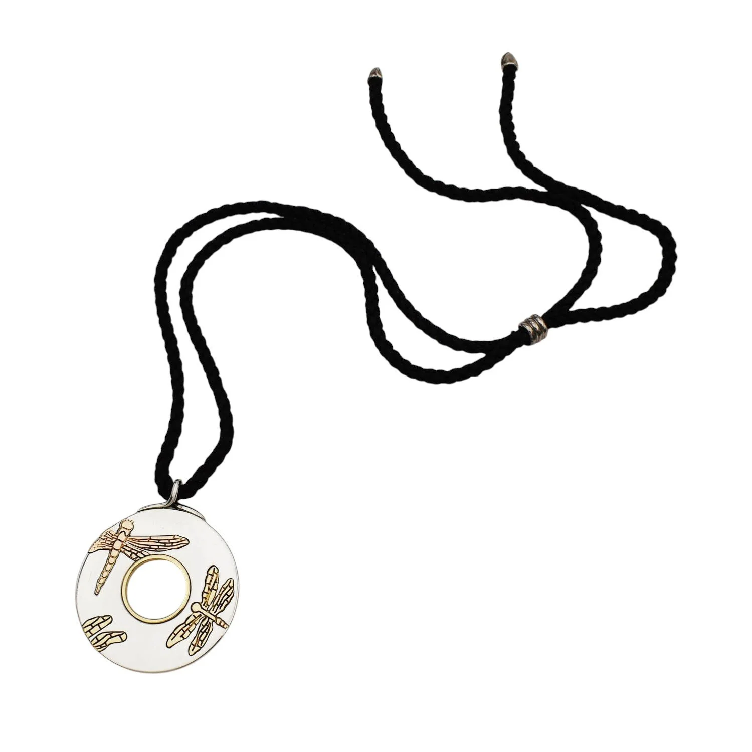 Tiffany & Co. Nature Dragonfly Disc Necklace Gold Silver