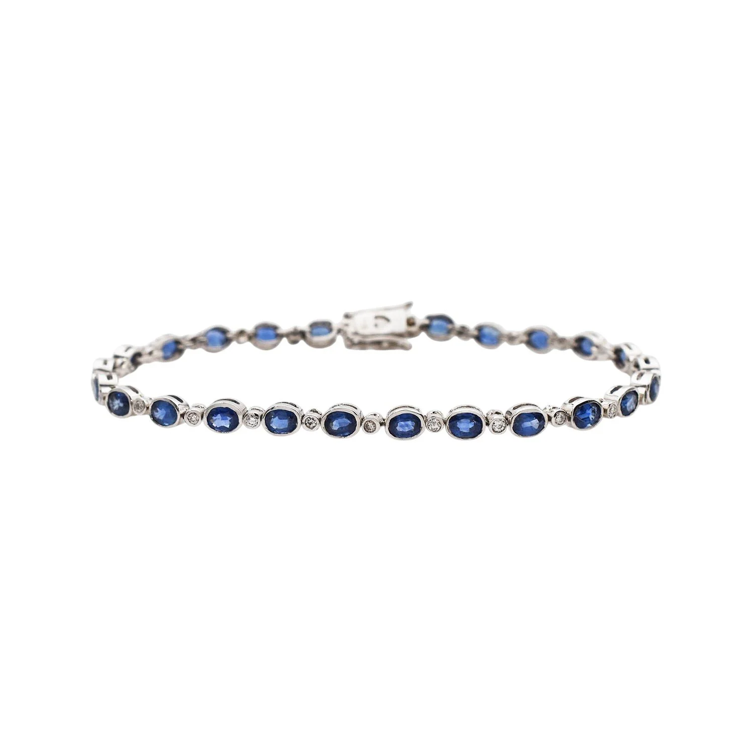 Bezel Set Sapphire Diamond Tennis Bracelet Gold