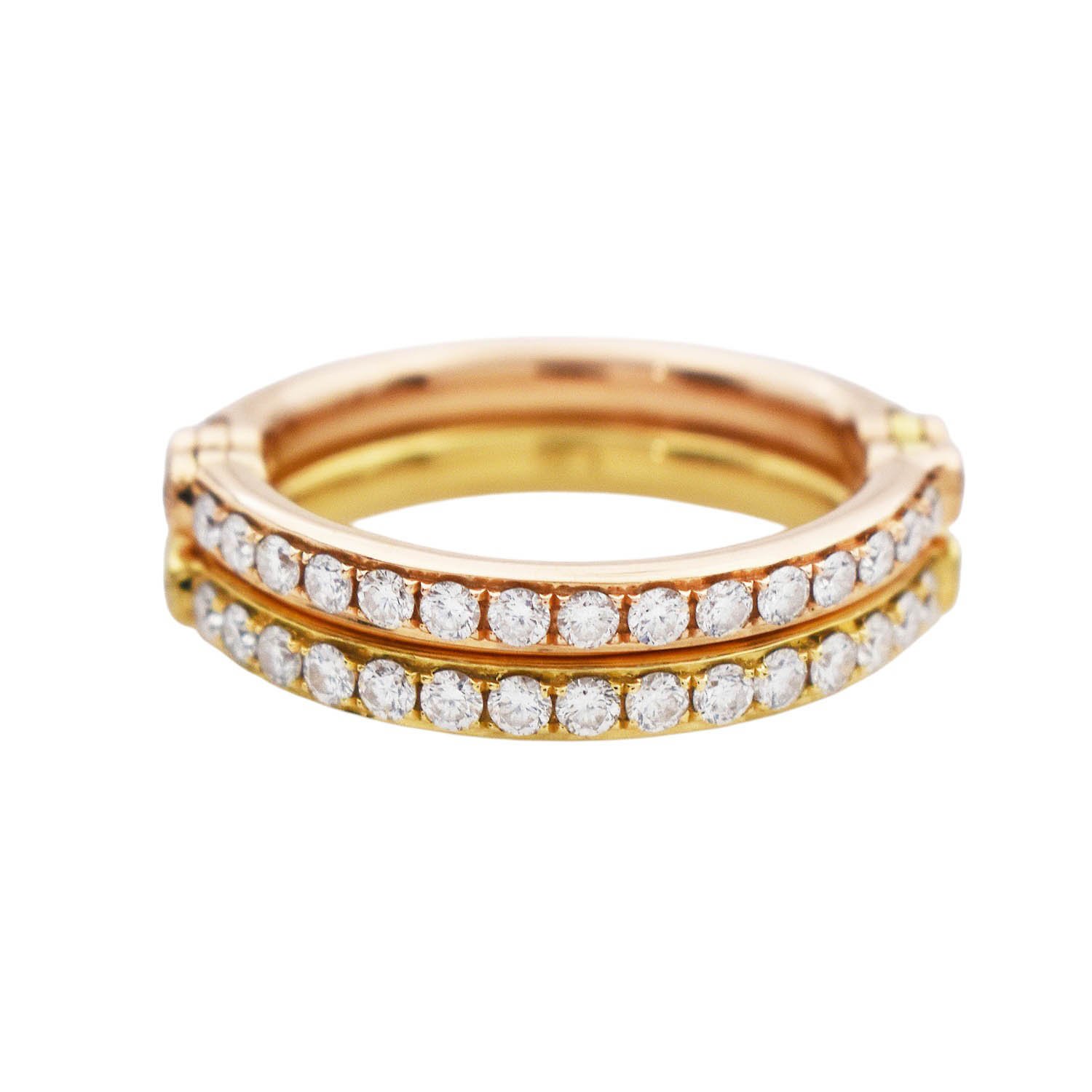 Diamond Double Band Flip Ring Yellow and Rose Gold