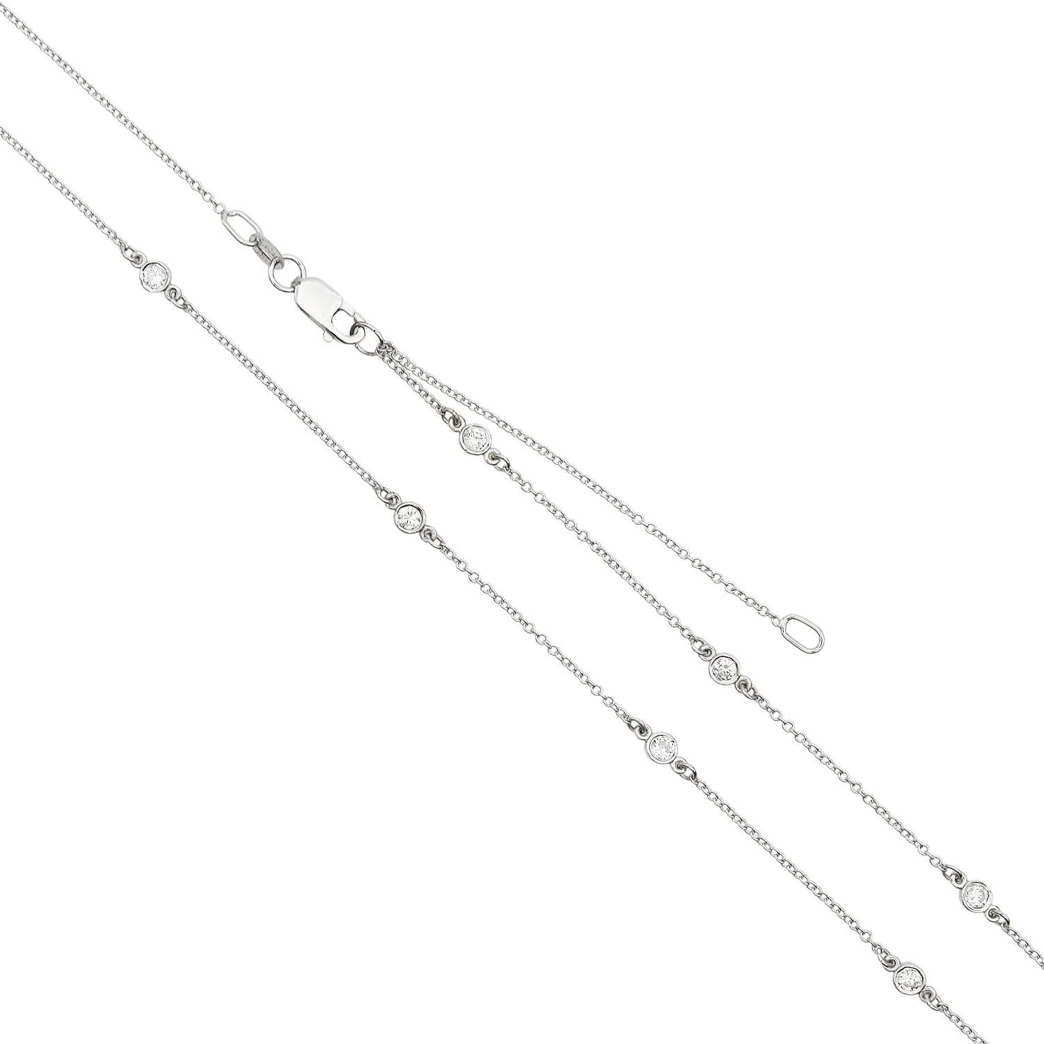 0.50 Carat White Gold Diamond Station Necklace - Adjustable
