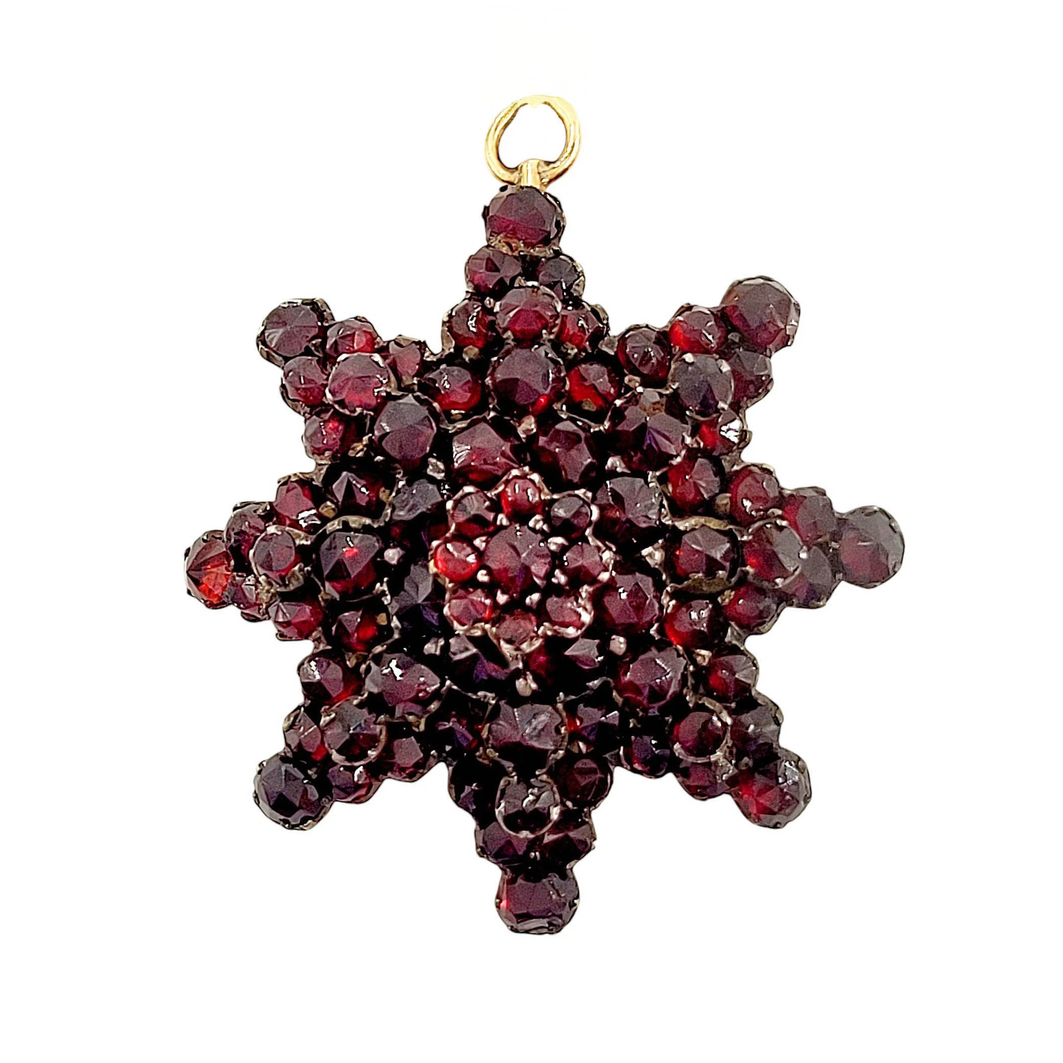 Victorian Bohemian Garnet Pendant Brooch Gold Filled