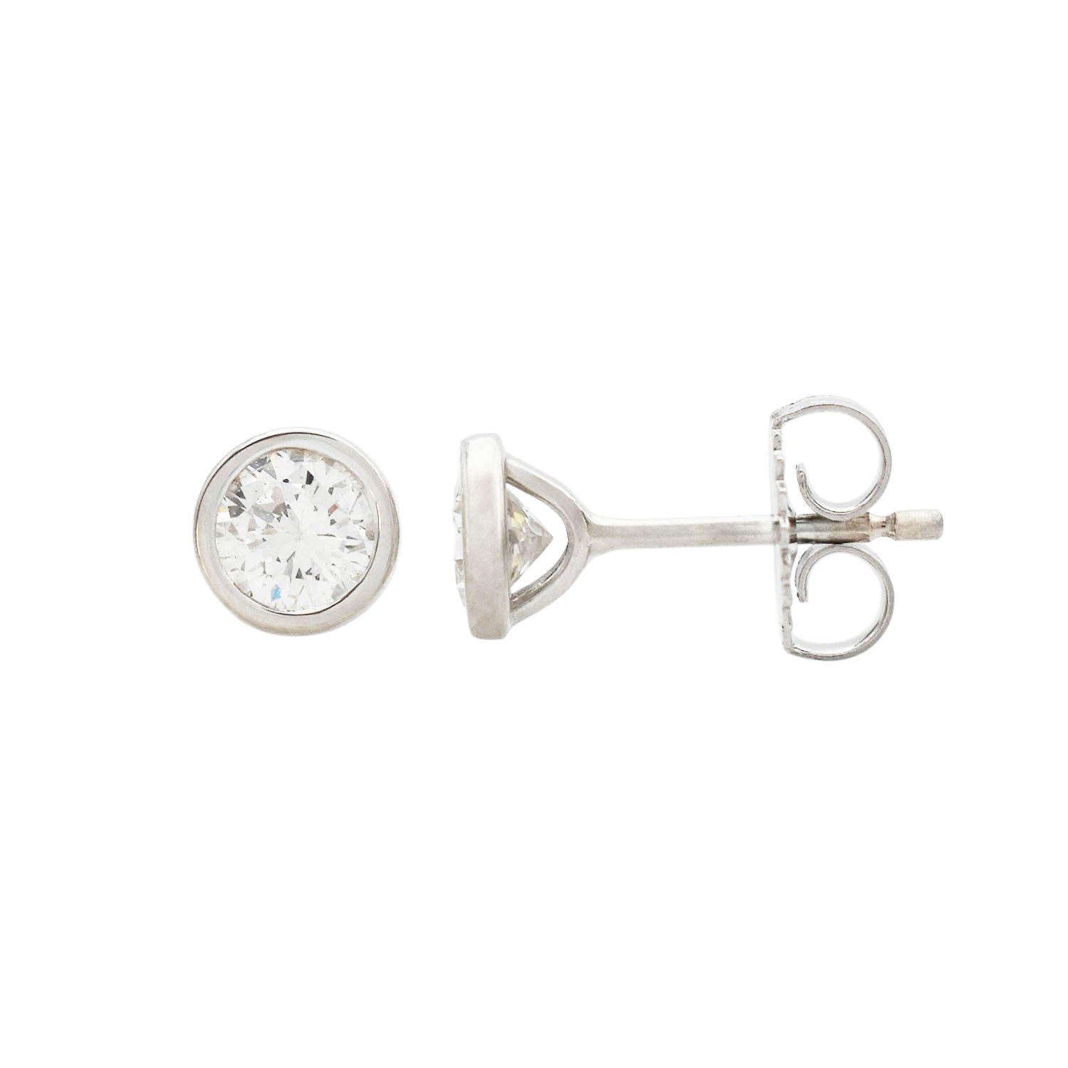 Bezel Set Diamond Stud Earrings 0.79CTTW