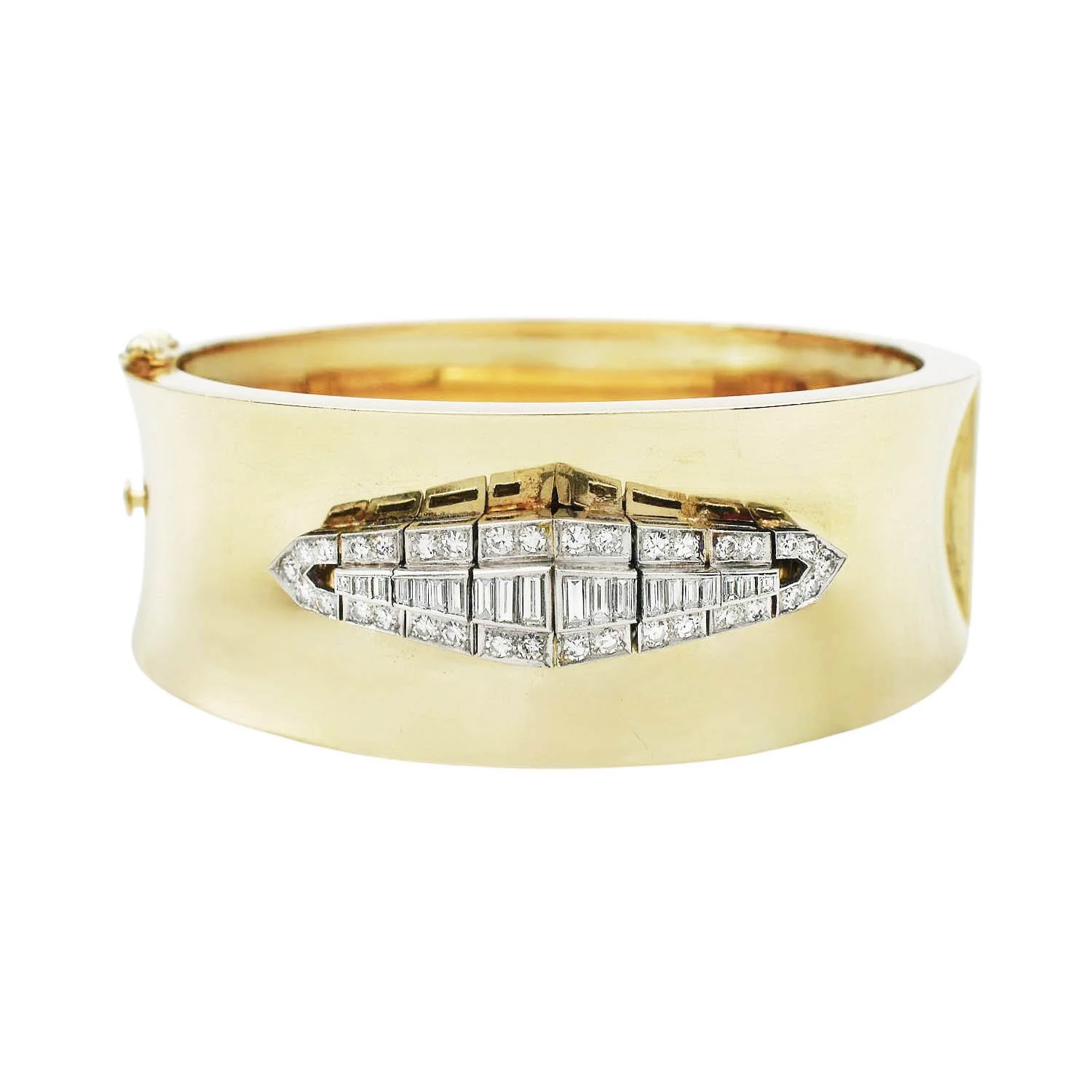 Art Deco Diamond Wide Bangle Bracelet