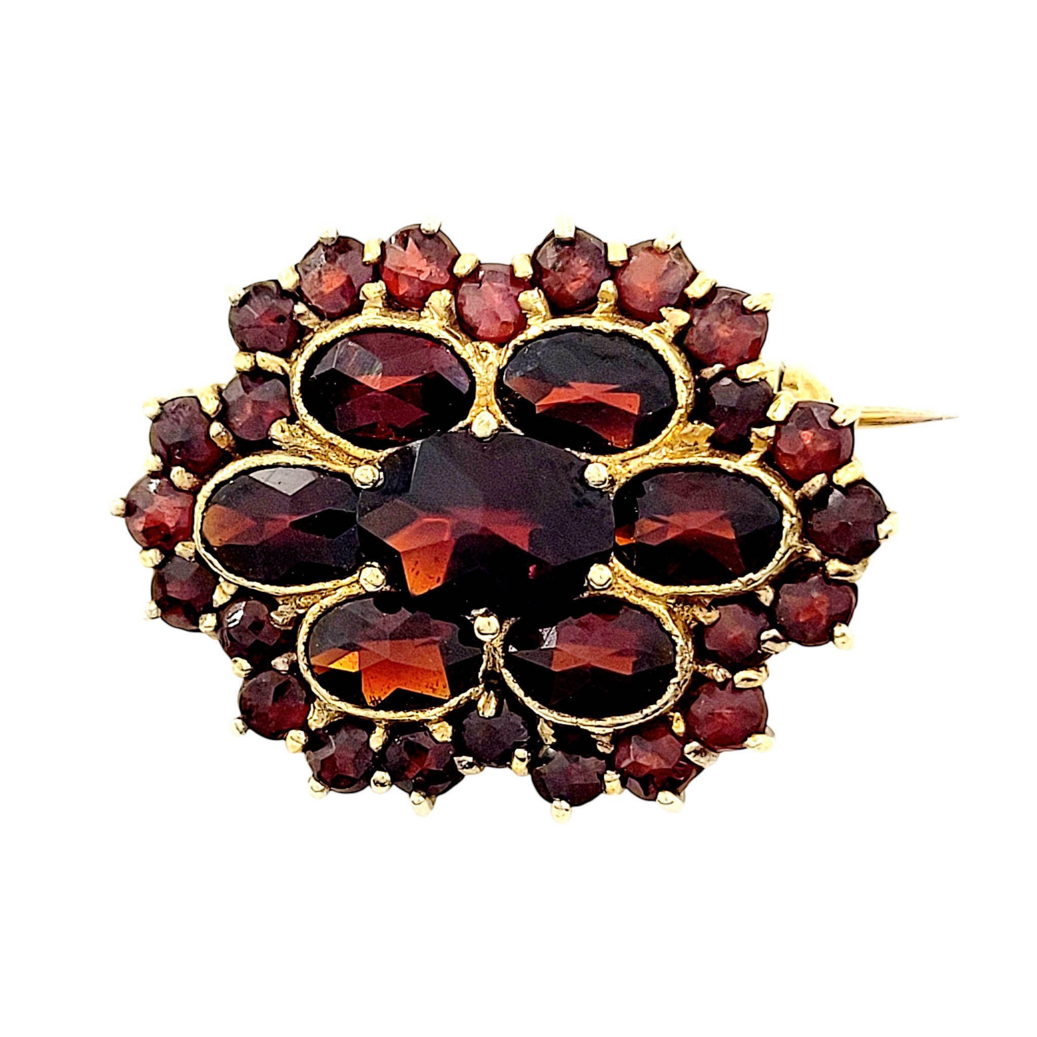 Antique Rose Cut Garnet Brooch Gold