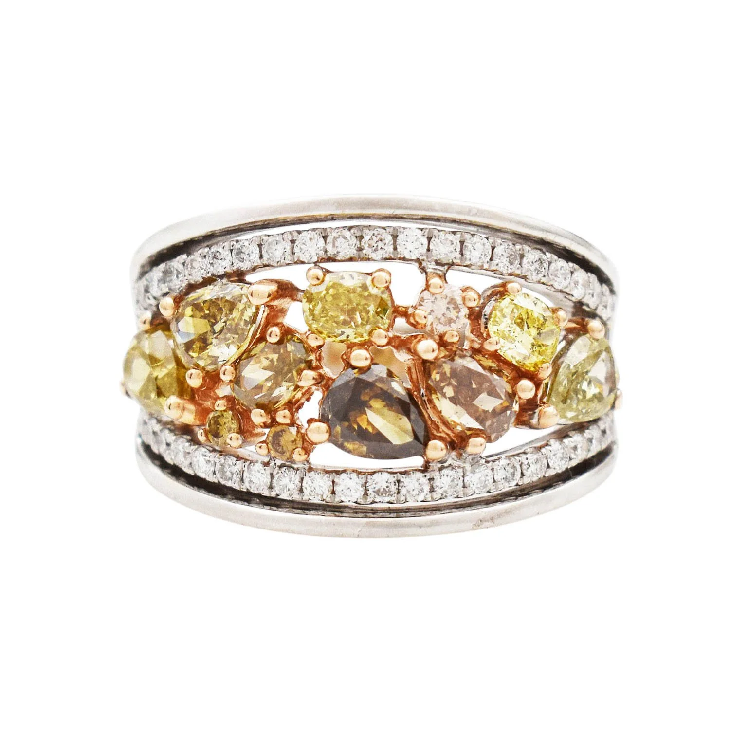 Fancy Color Diamond Ring Bicolor Gold