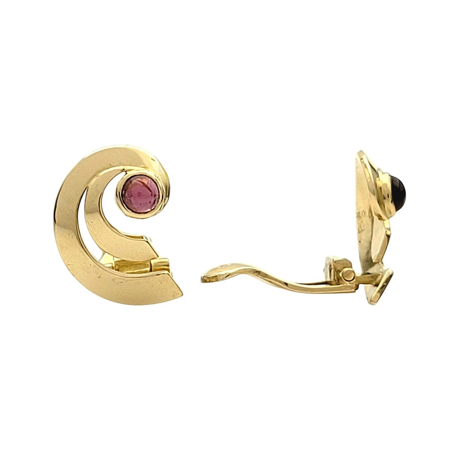 Retro Red Tourmaline Clip-On Earrings Gold