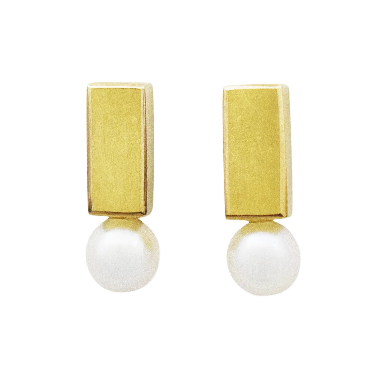 Modernist Pearl Earrings Gold