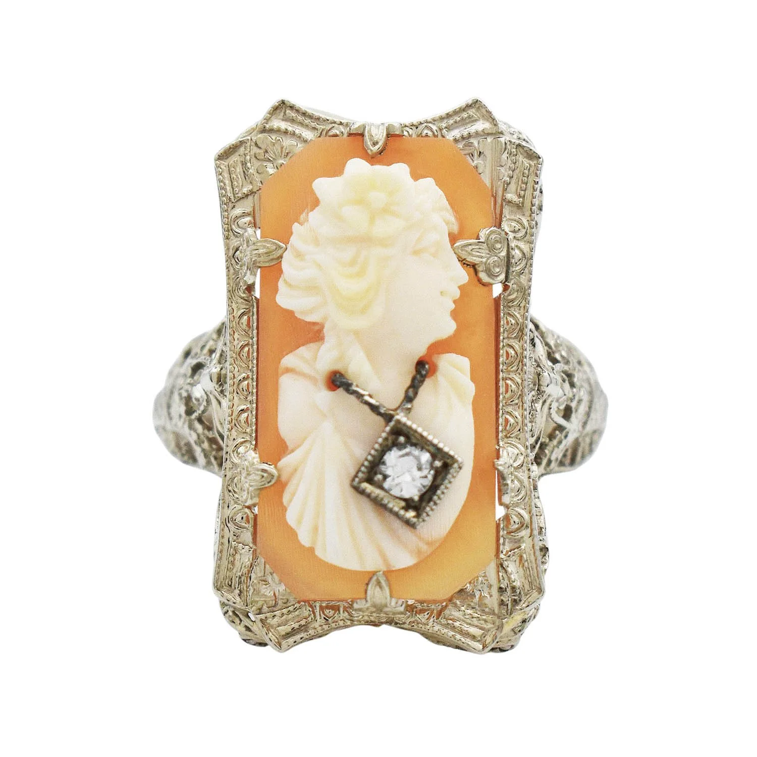 Habillé Cameo Filigree Ring