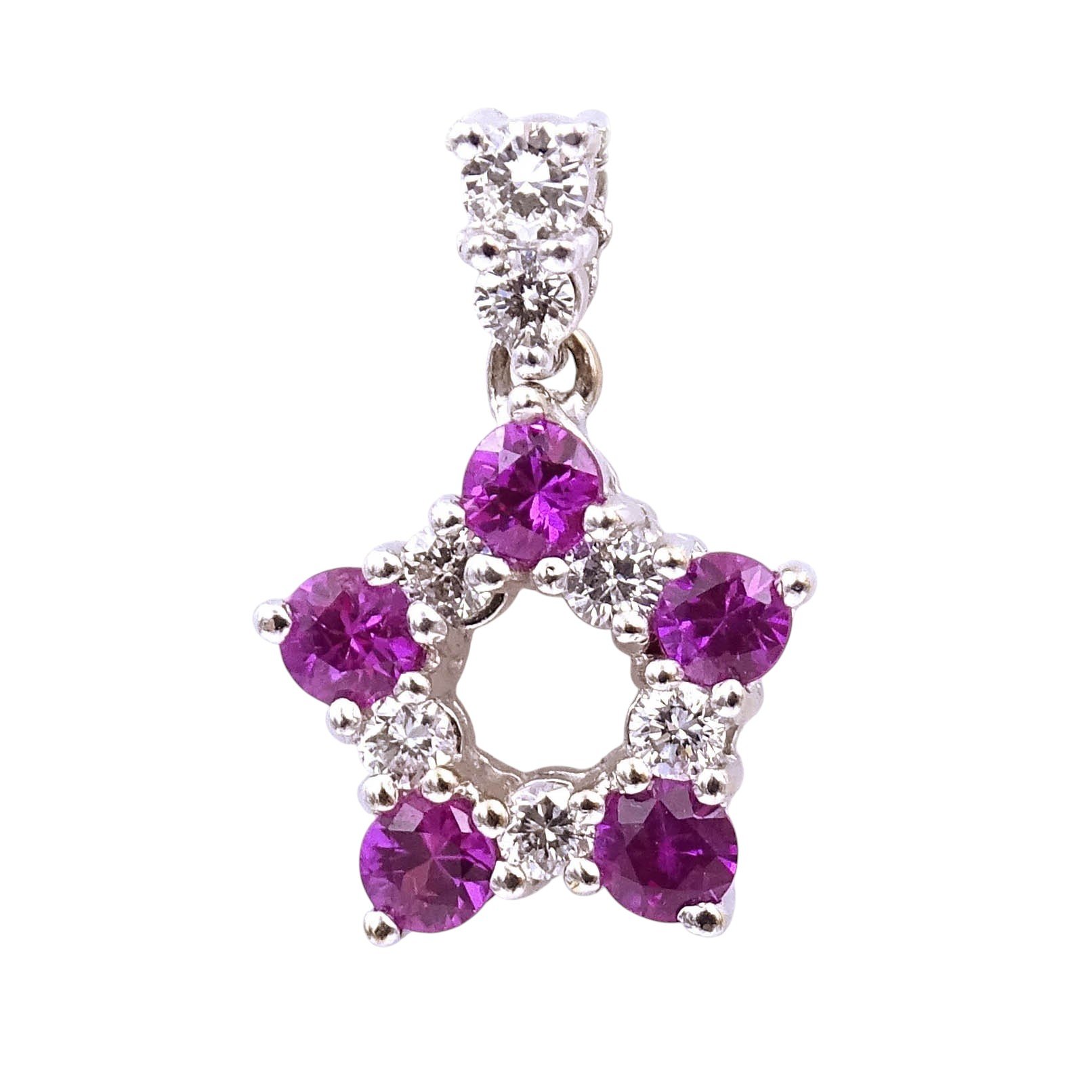 Pink Sapphire and Diamond Star Pendant