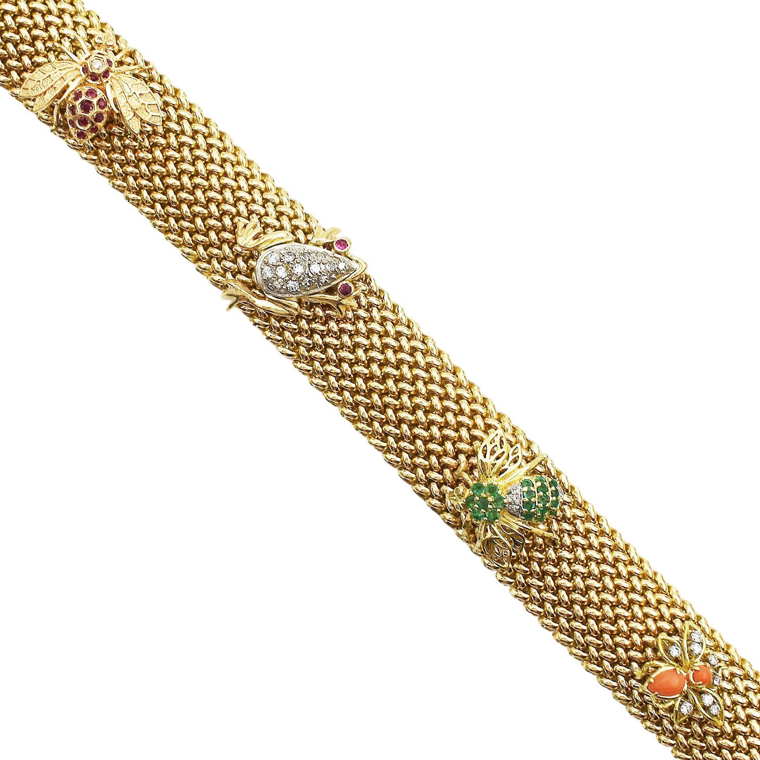 Wide Woven Gold Mesh Bug Bracelet