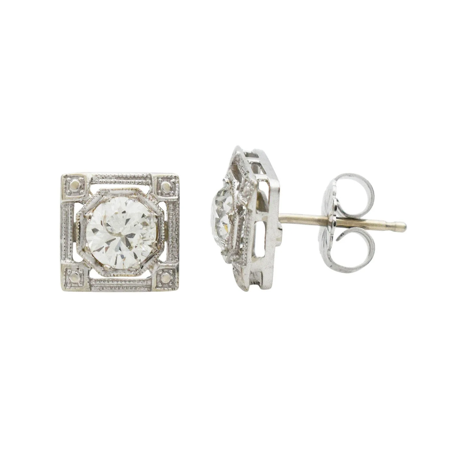 Art Deco Antique Diamond Stud Earrings