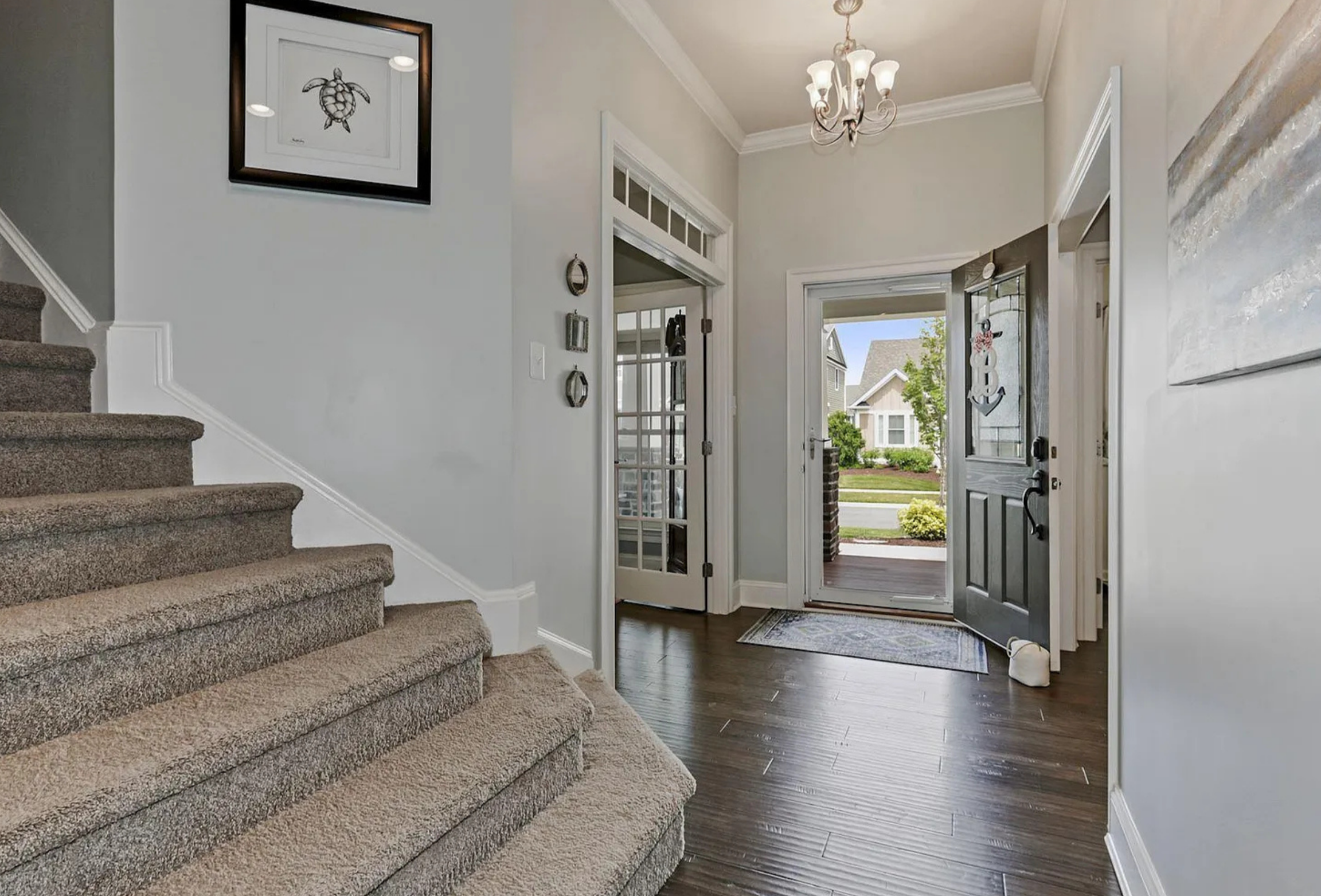 Old stairs with carpet