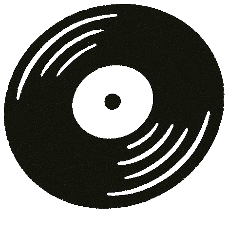 Silhouette of a vinyl record with grooves and a central label