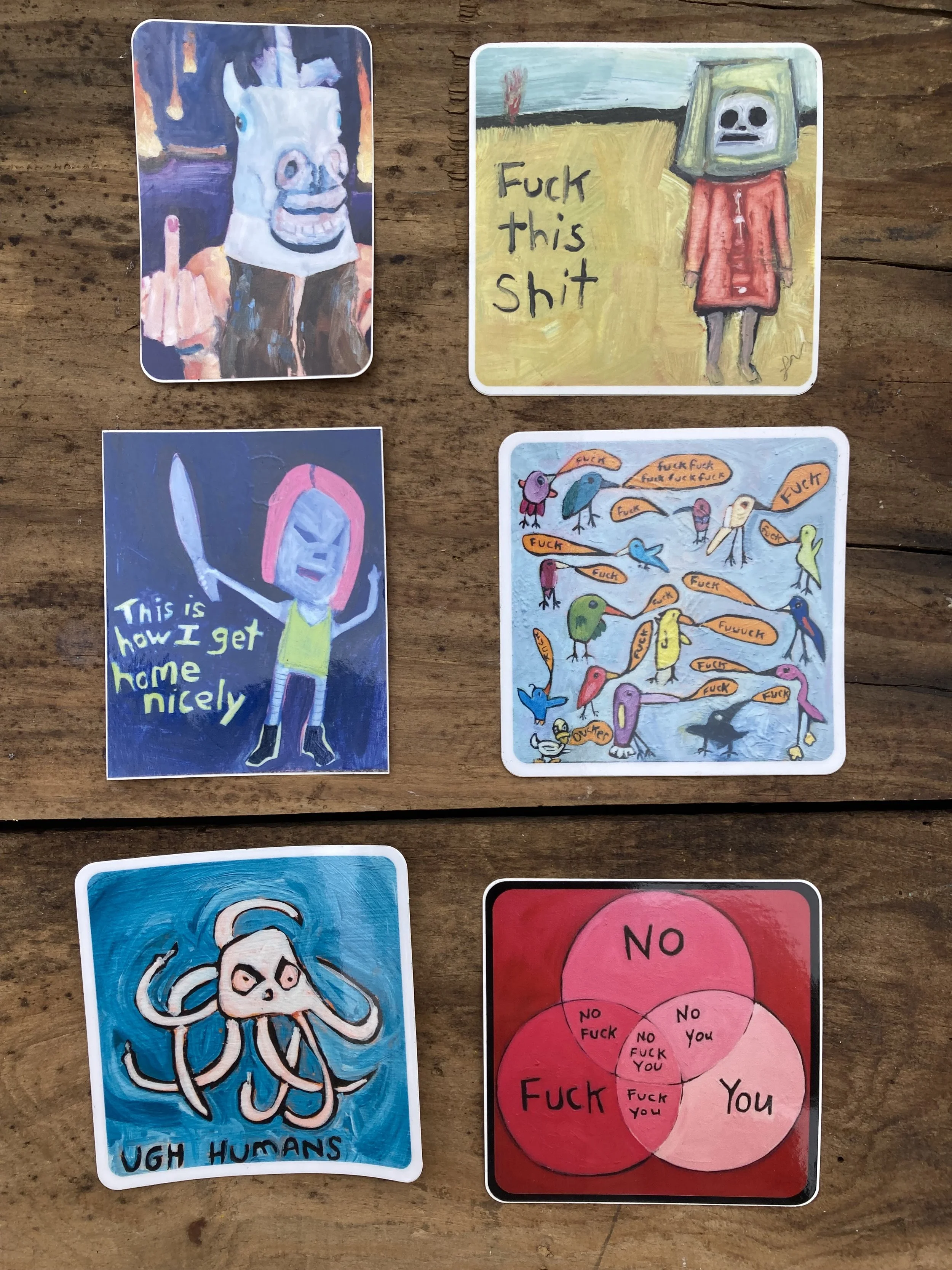 Six sticker styles $4 each