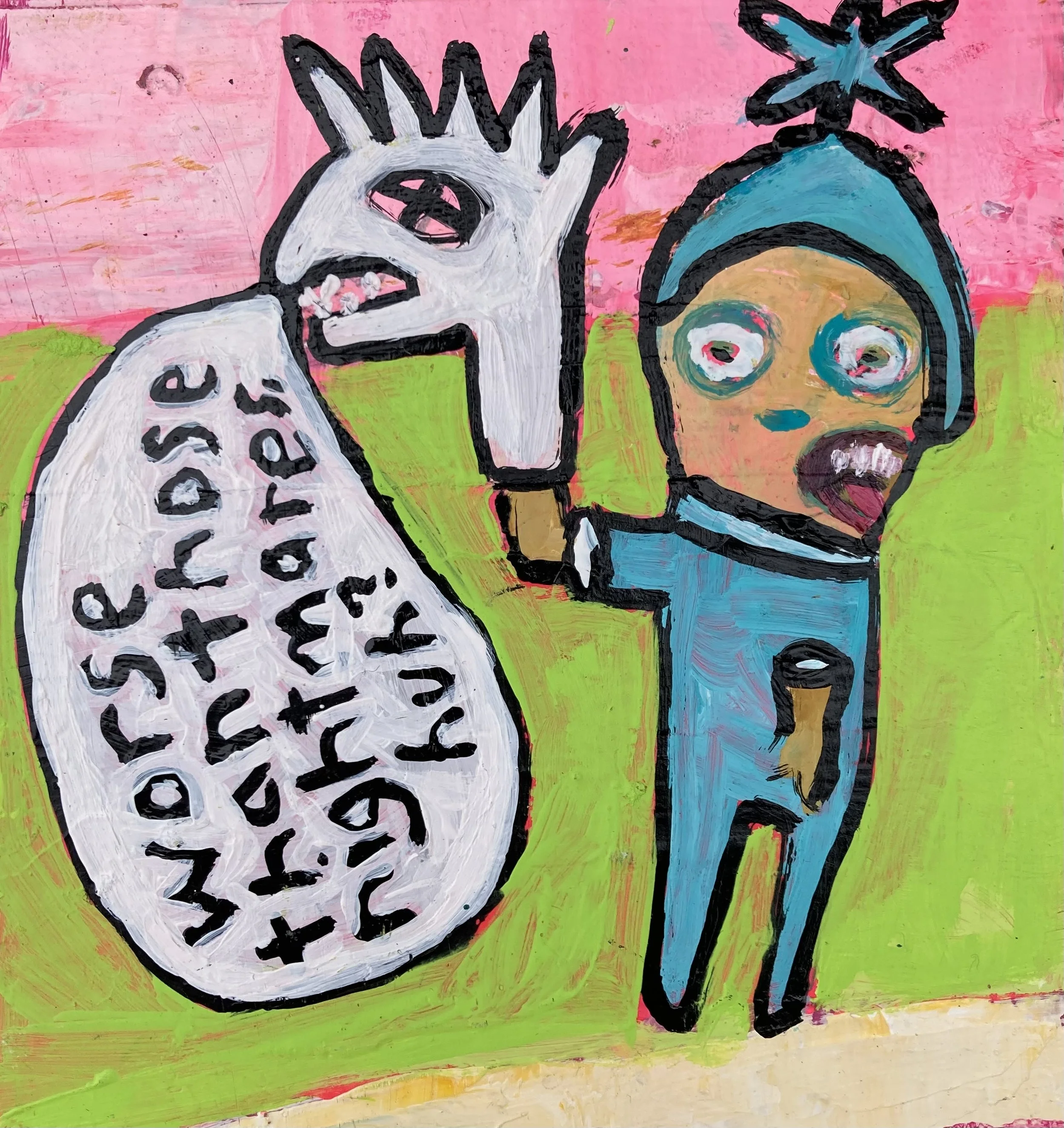 Nightmares 5x5 inches acrylic on wood $50