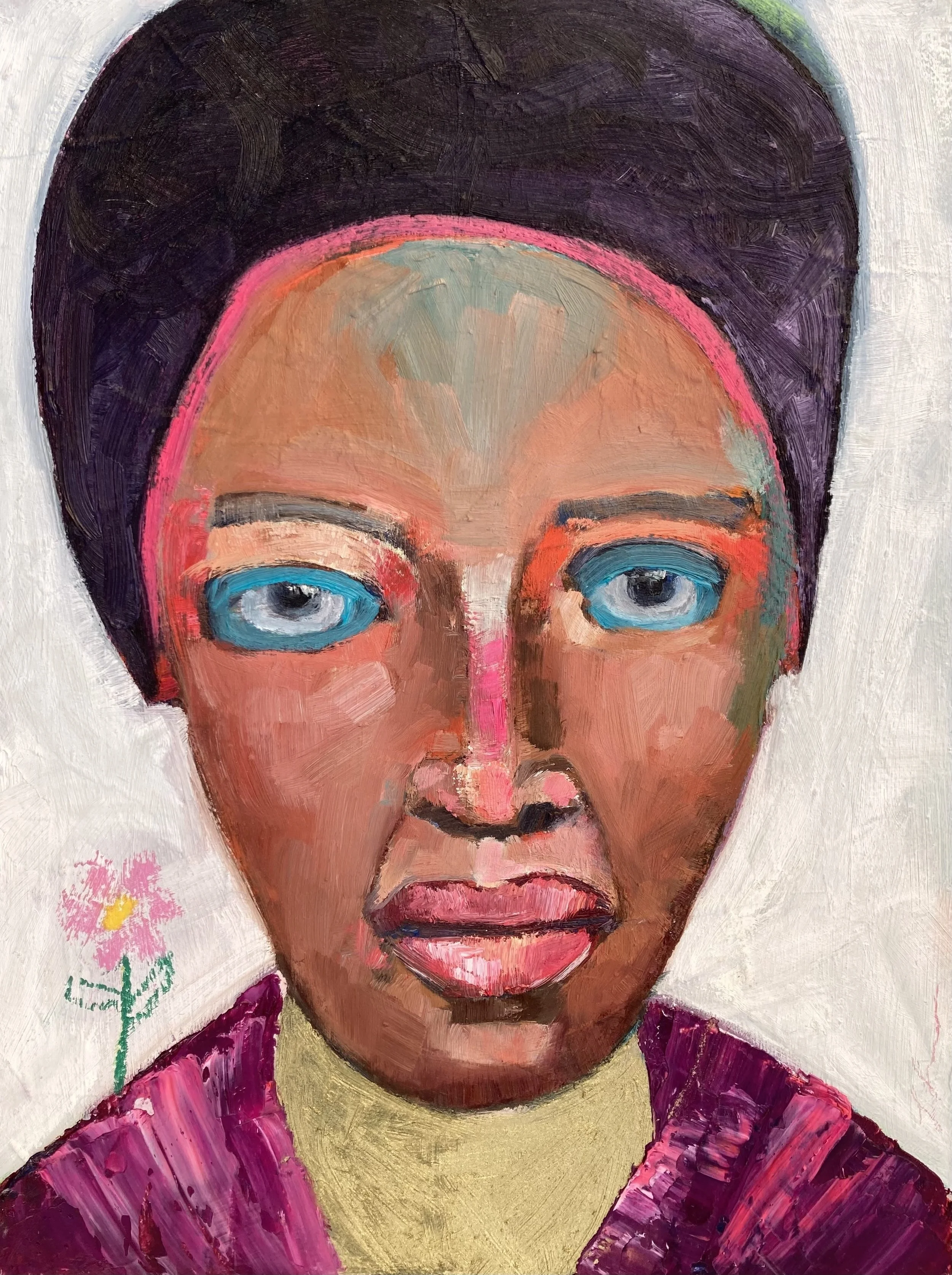 I See You oil and oil pastel on wood 9x12 inches