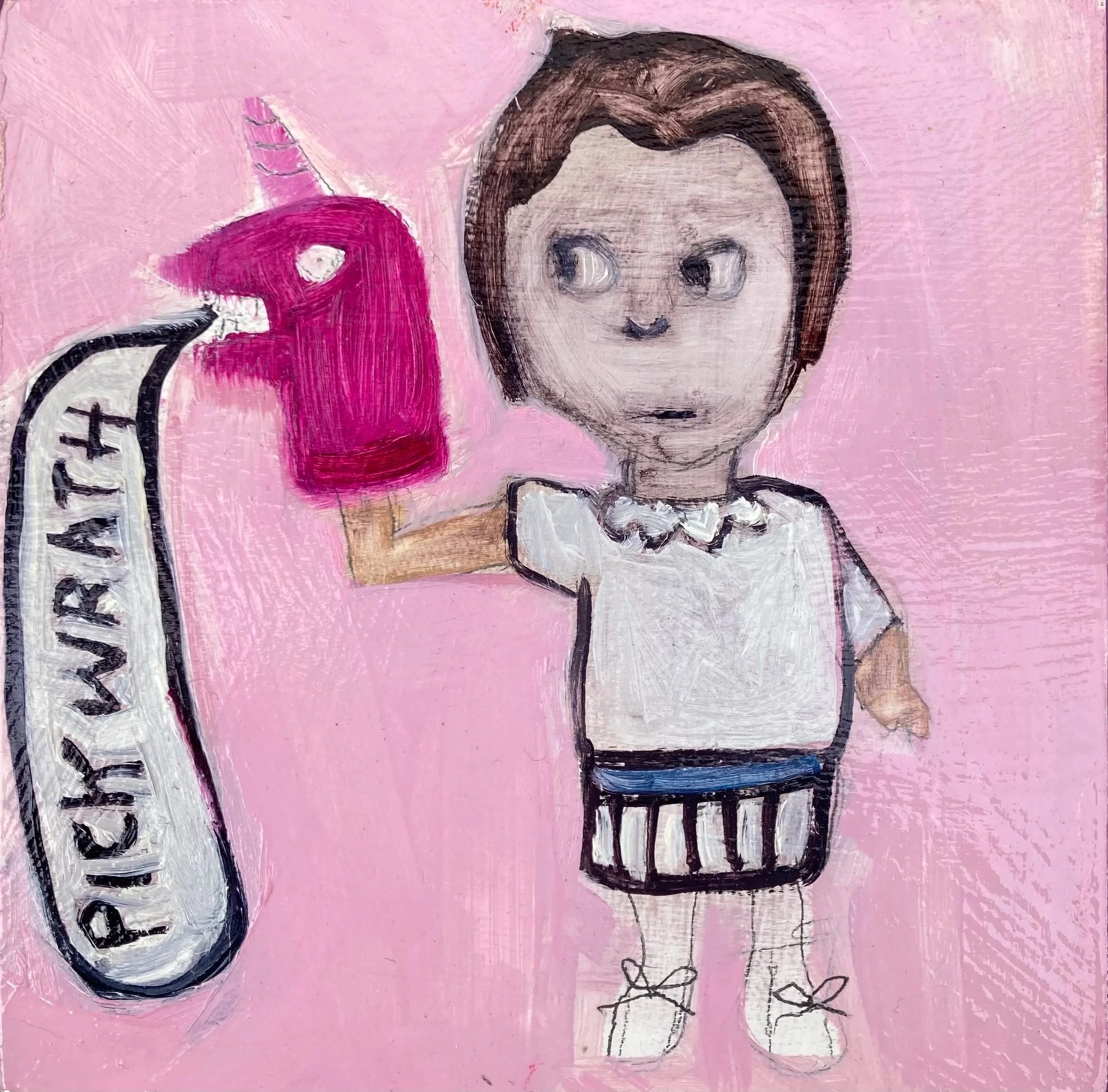 Oh, I Do (pick Wrath) oil on wood 5x5