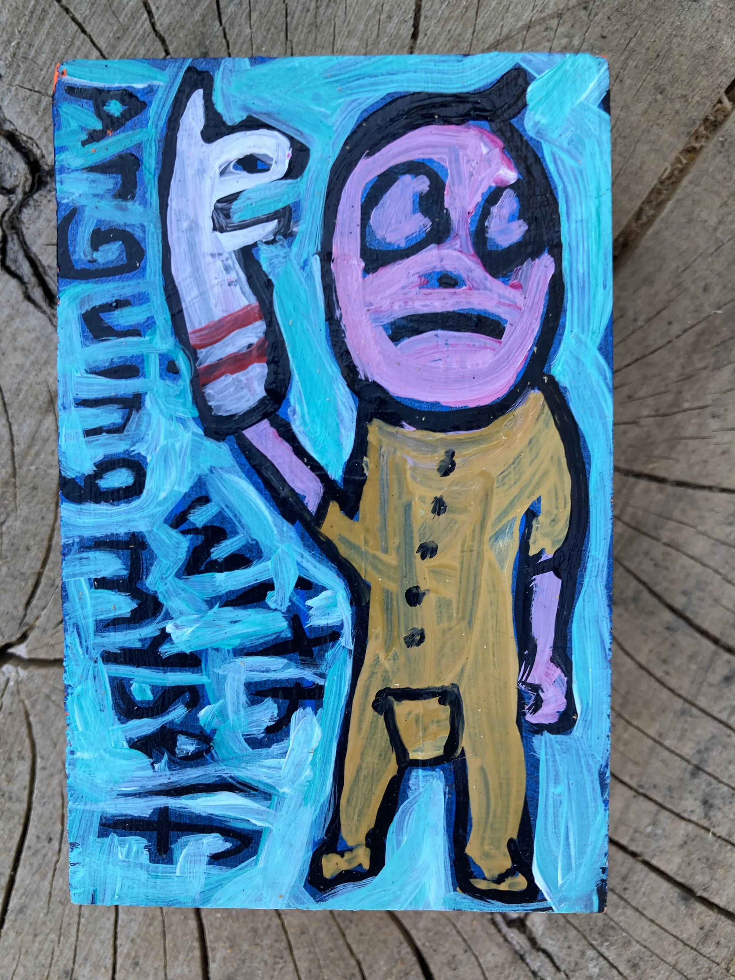 Arguing with Myself 2 1/4x 3 1/2 acrylic on wood $40