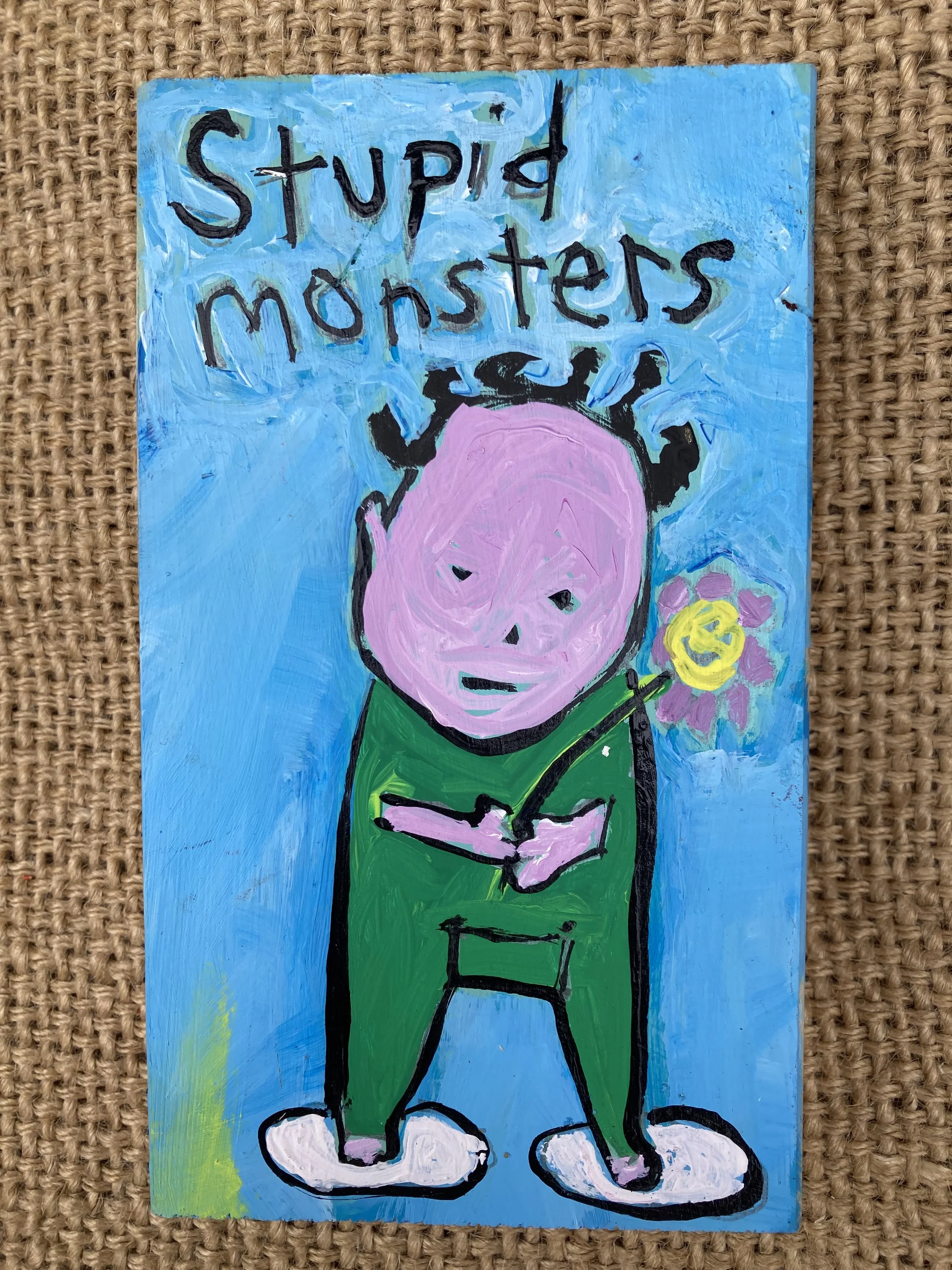 Monsters 3 1/2x5 inches acrylic on wood $40
