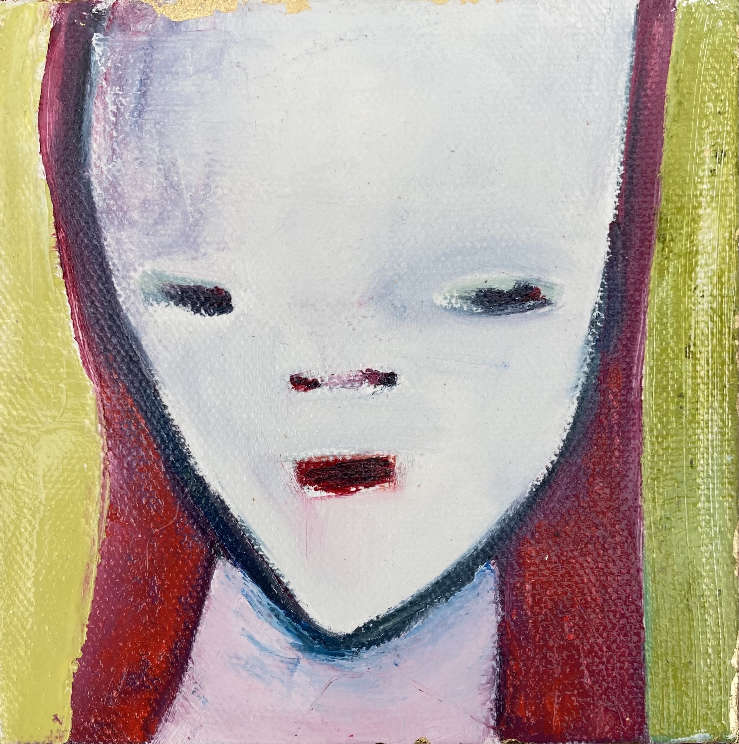 Interned 5x5 oil and gold leaf on canvas
