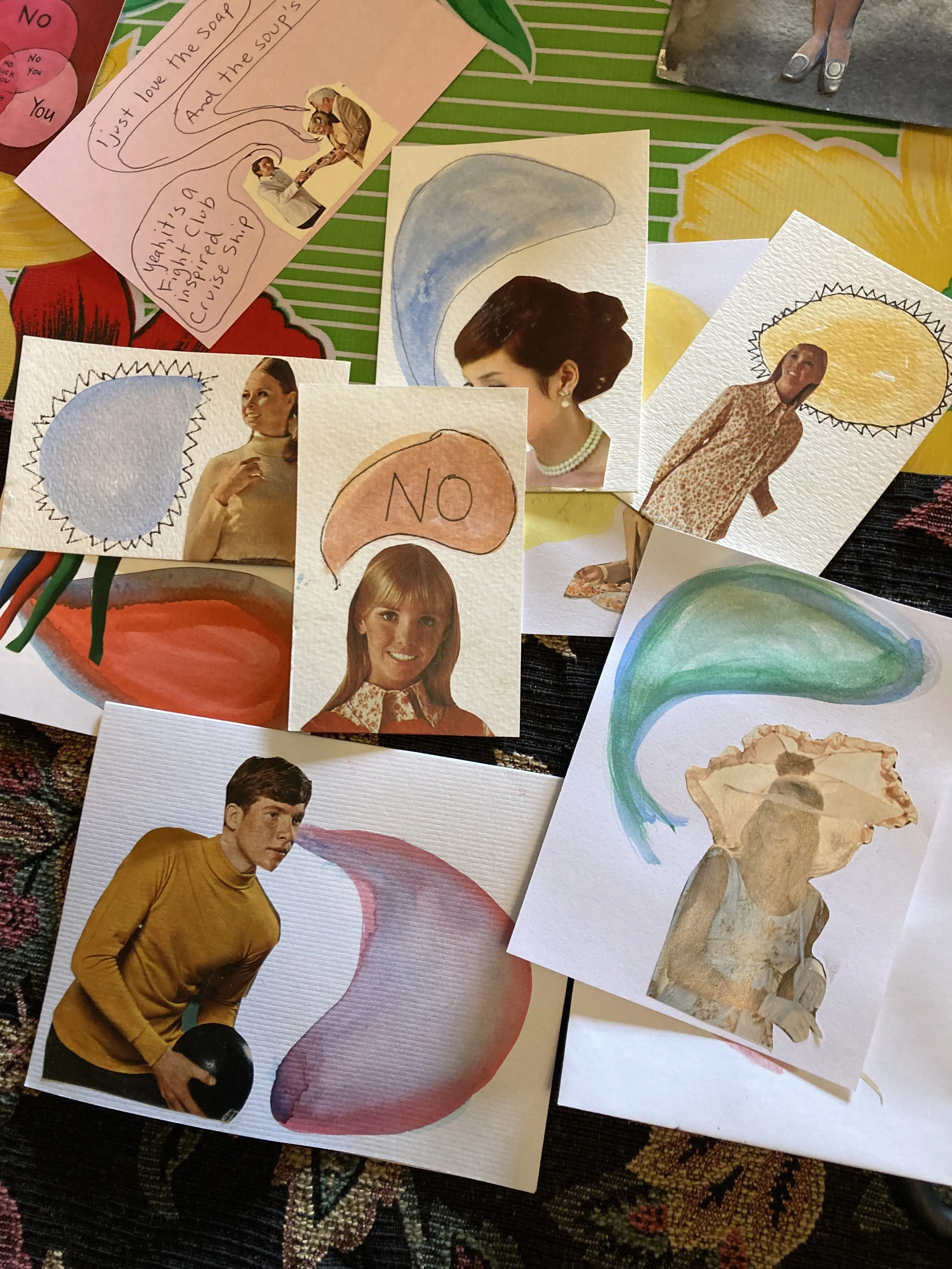 Hand Made Collage cards one of a kind $5-$10