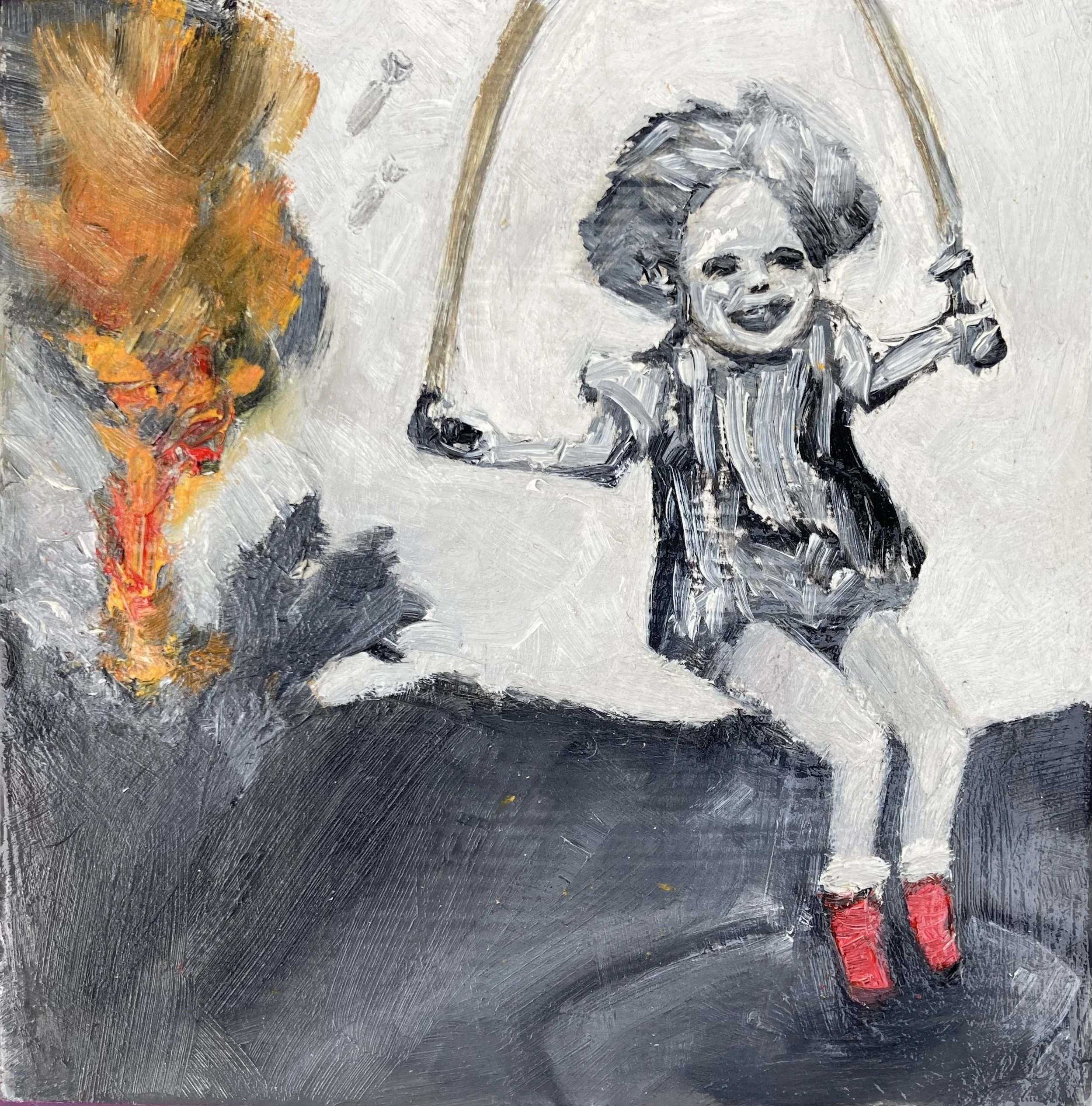 Duck 5x5 oil on wood