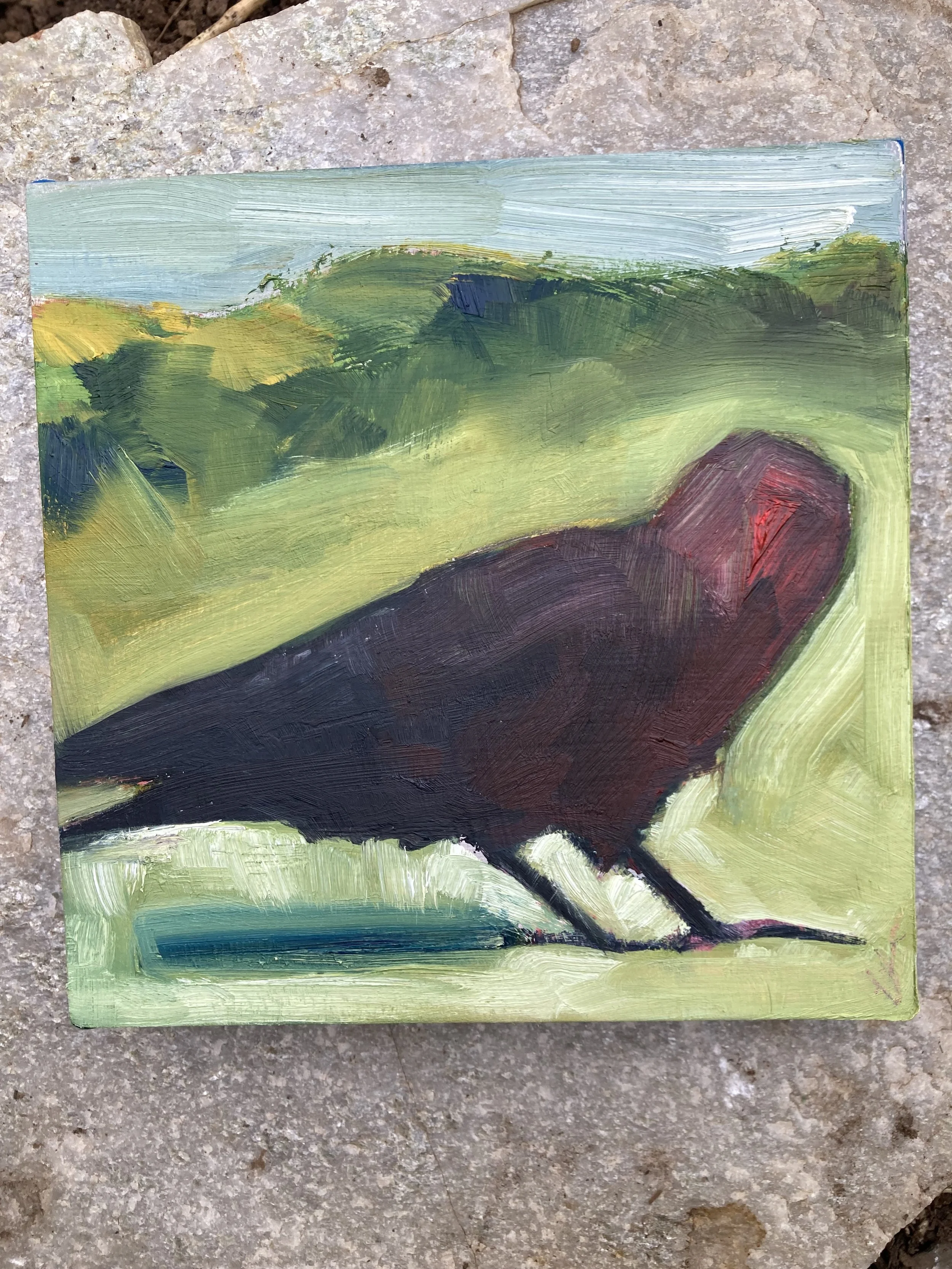 Good Morning/ Good Night oil on wood 6x6
