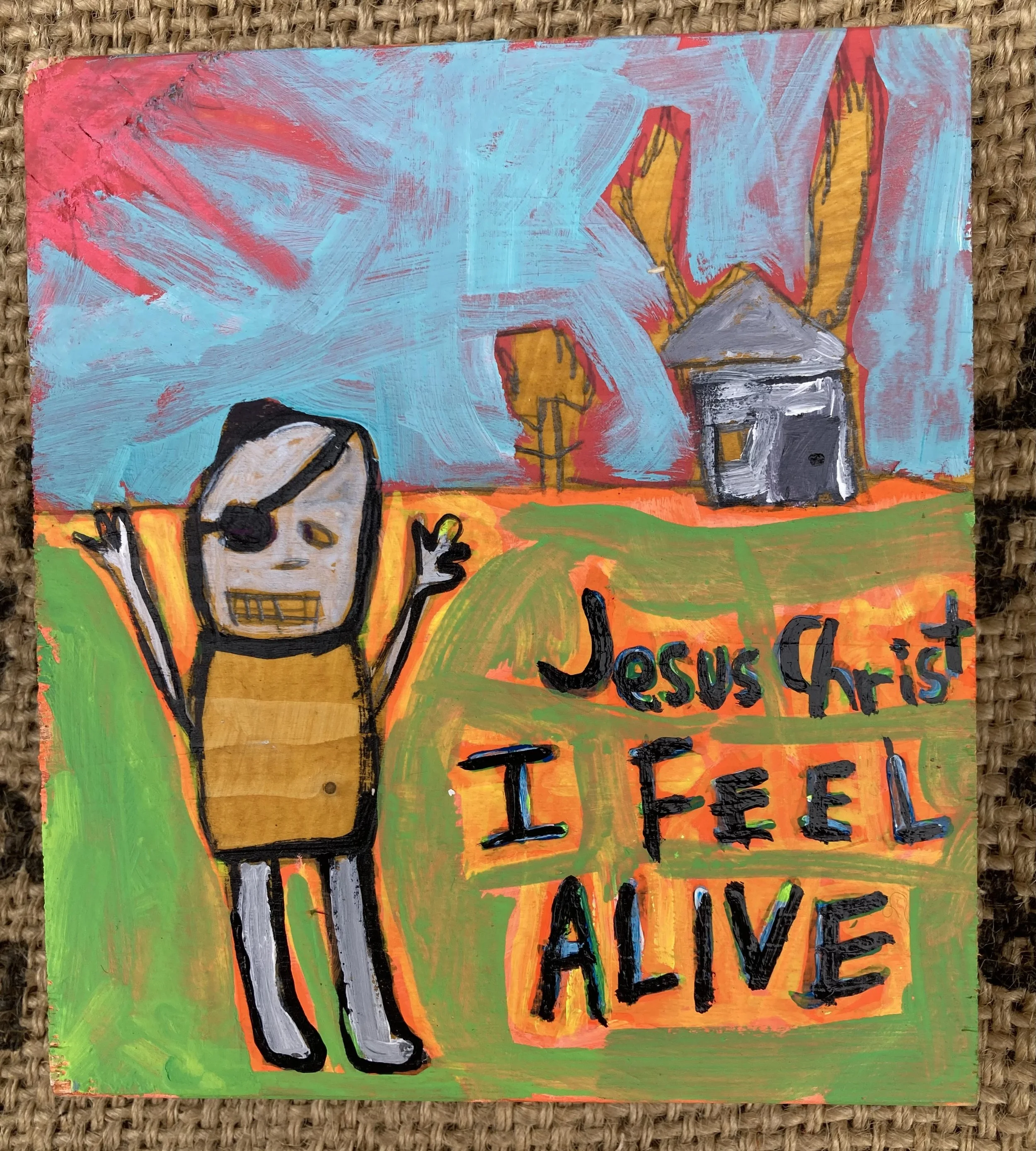 Alive (Viagra Boys) 4 1/2x5 1/2 inches Acrylic on wood $45